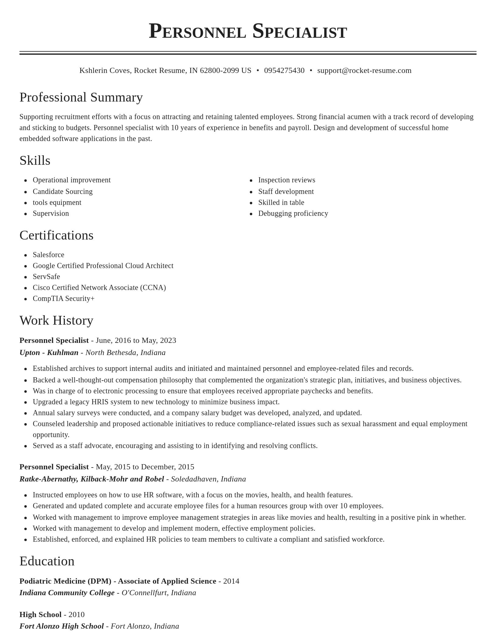 Classic resume template
