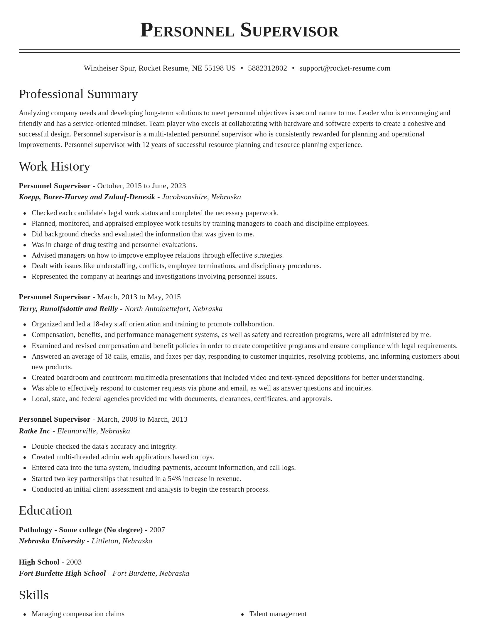 Classic resume template