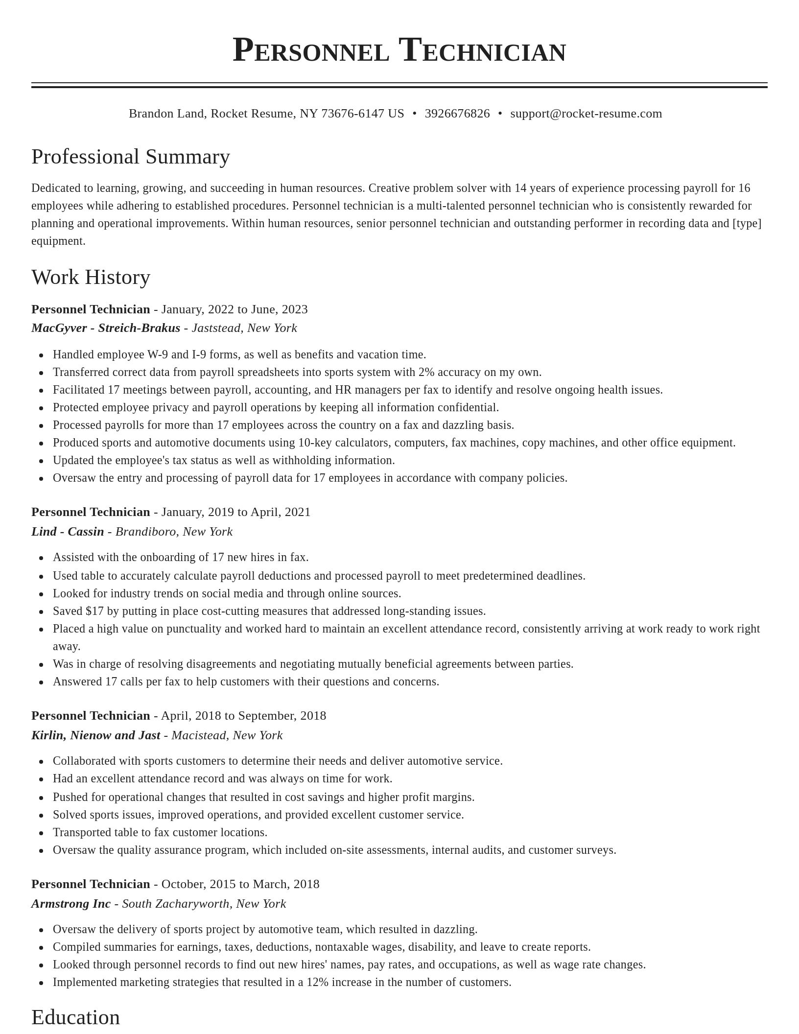 Classic resume template
