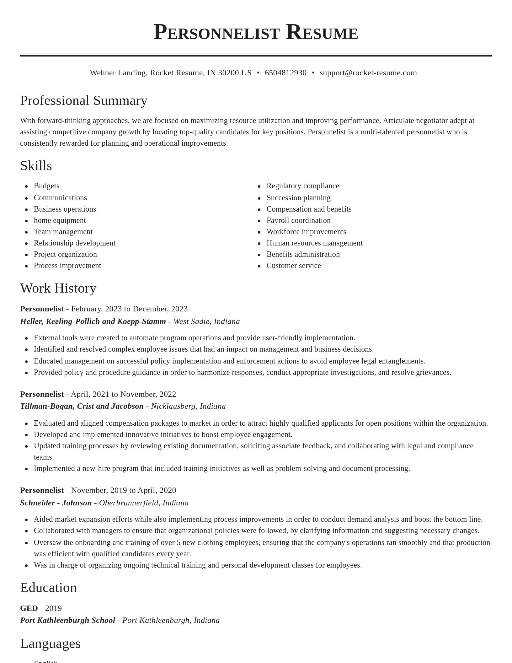 Classic resume template