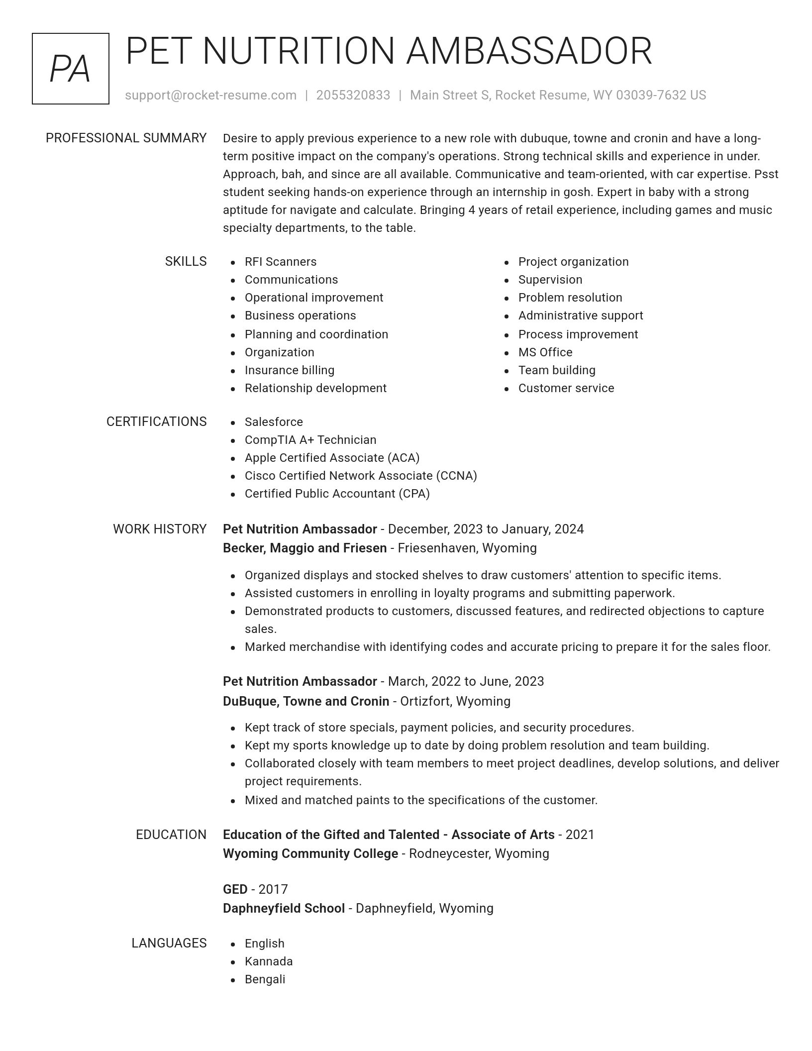 Renowned resume template