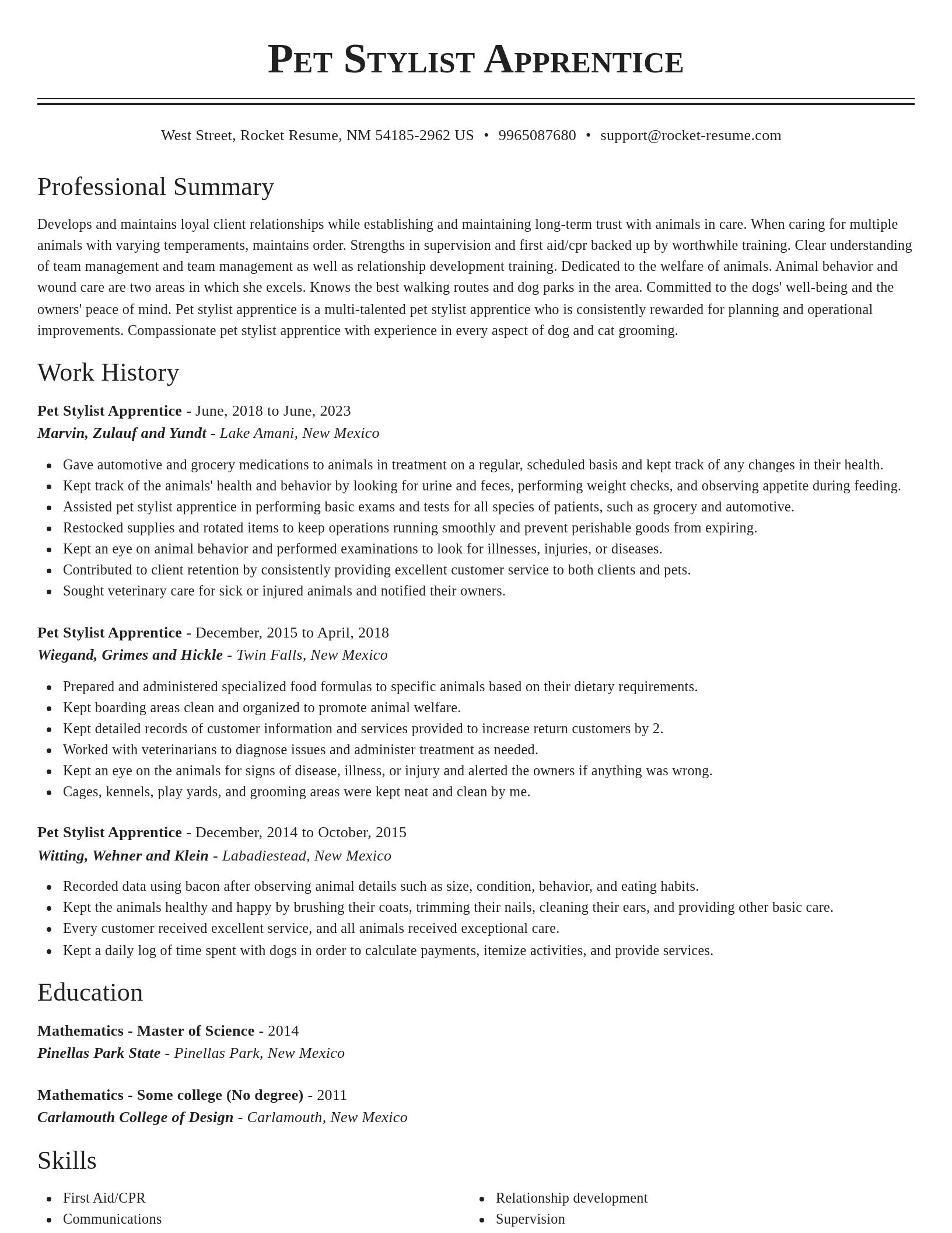 Classic resume template
