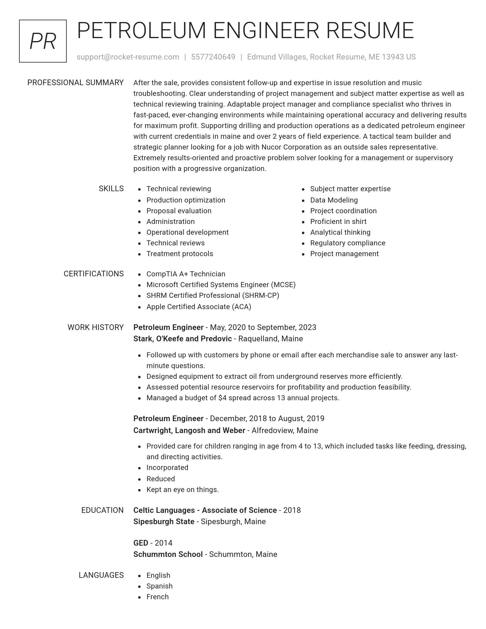 Renowned resume template