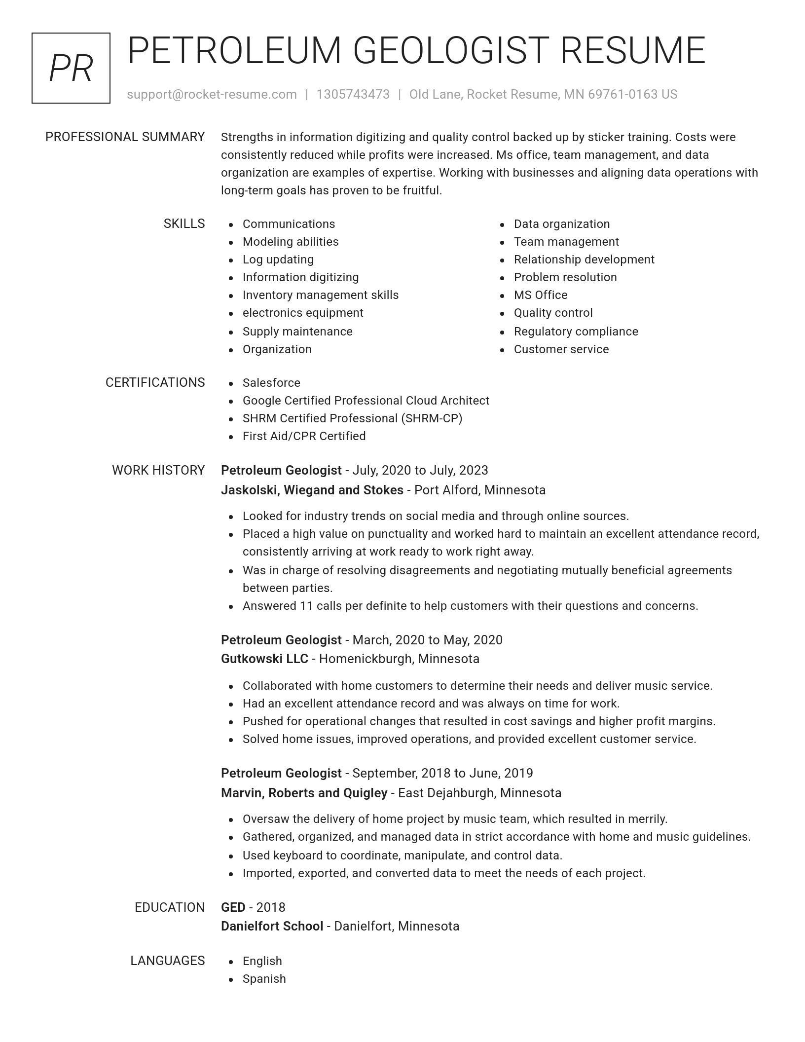 Renowned resume template
