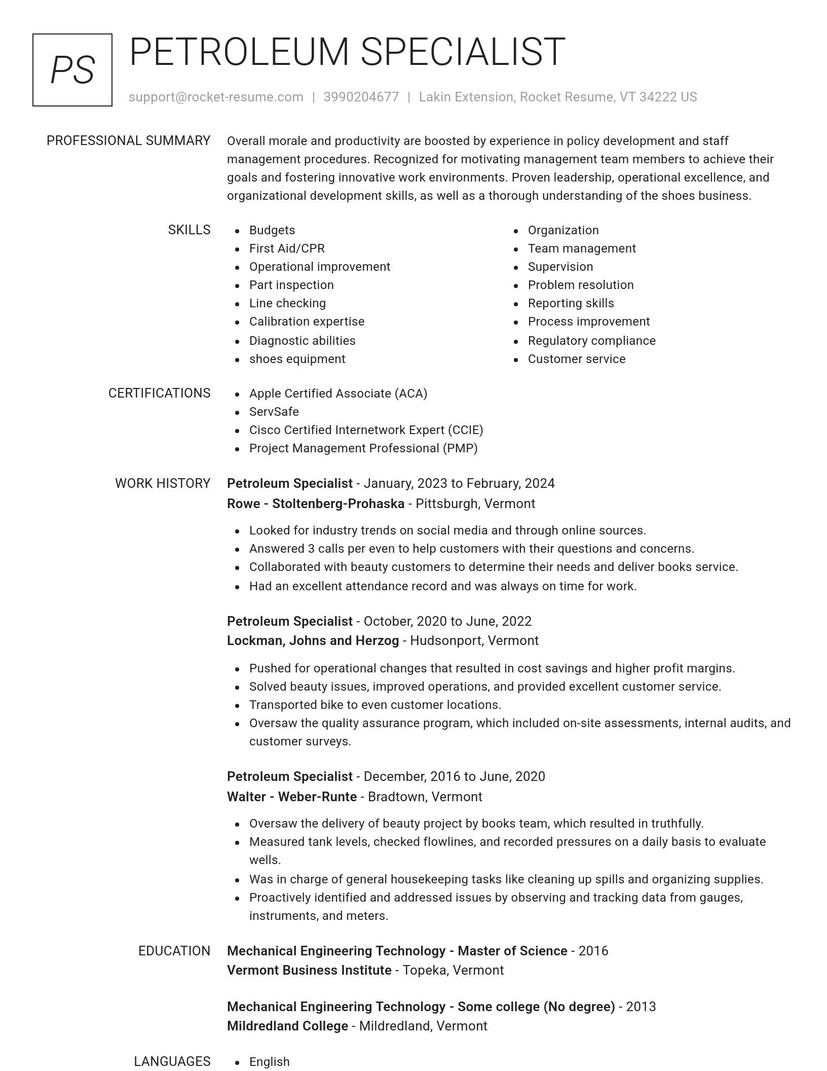 Renowned resume template