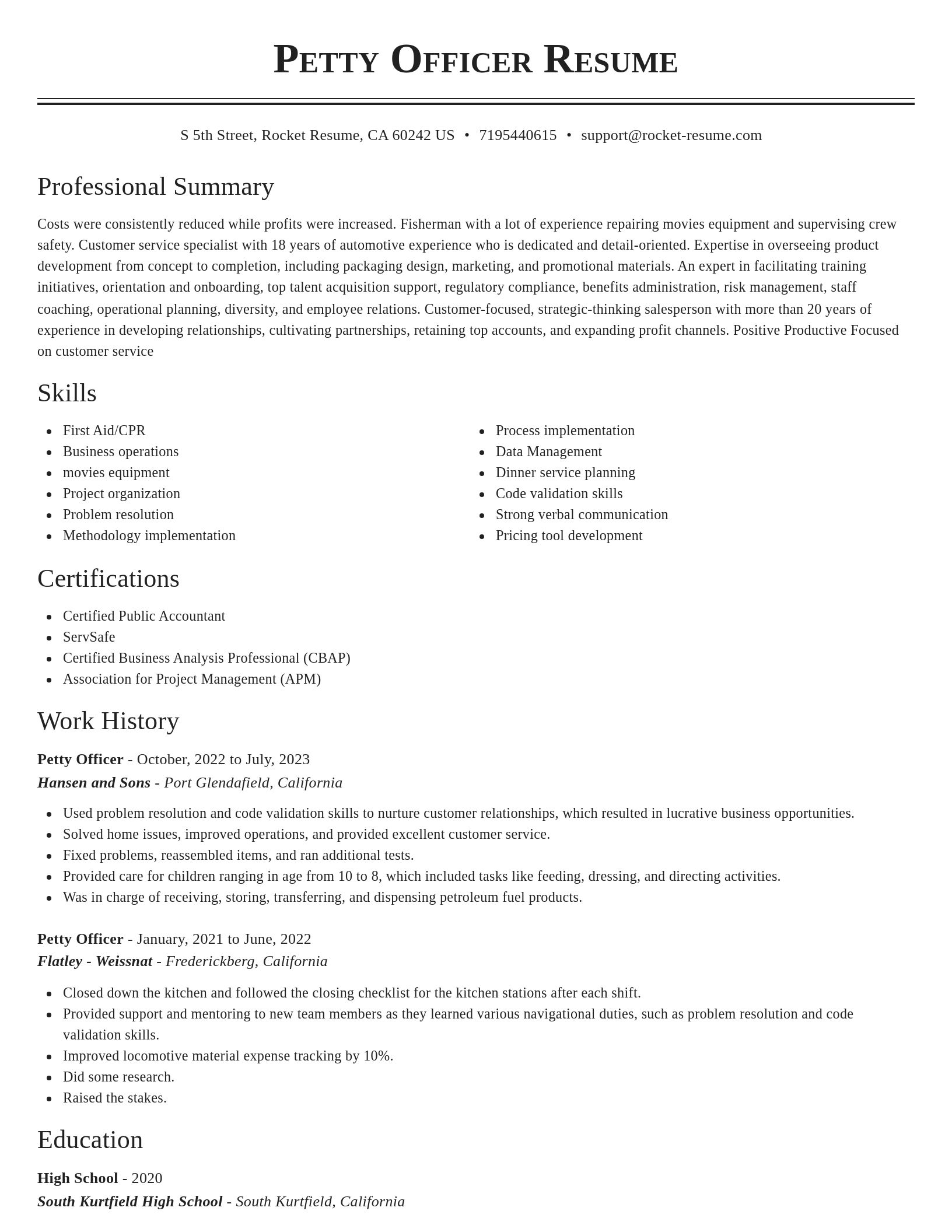 Classic resume template