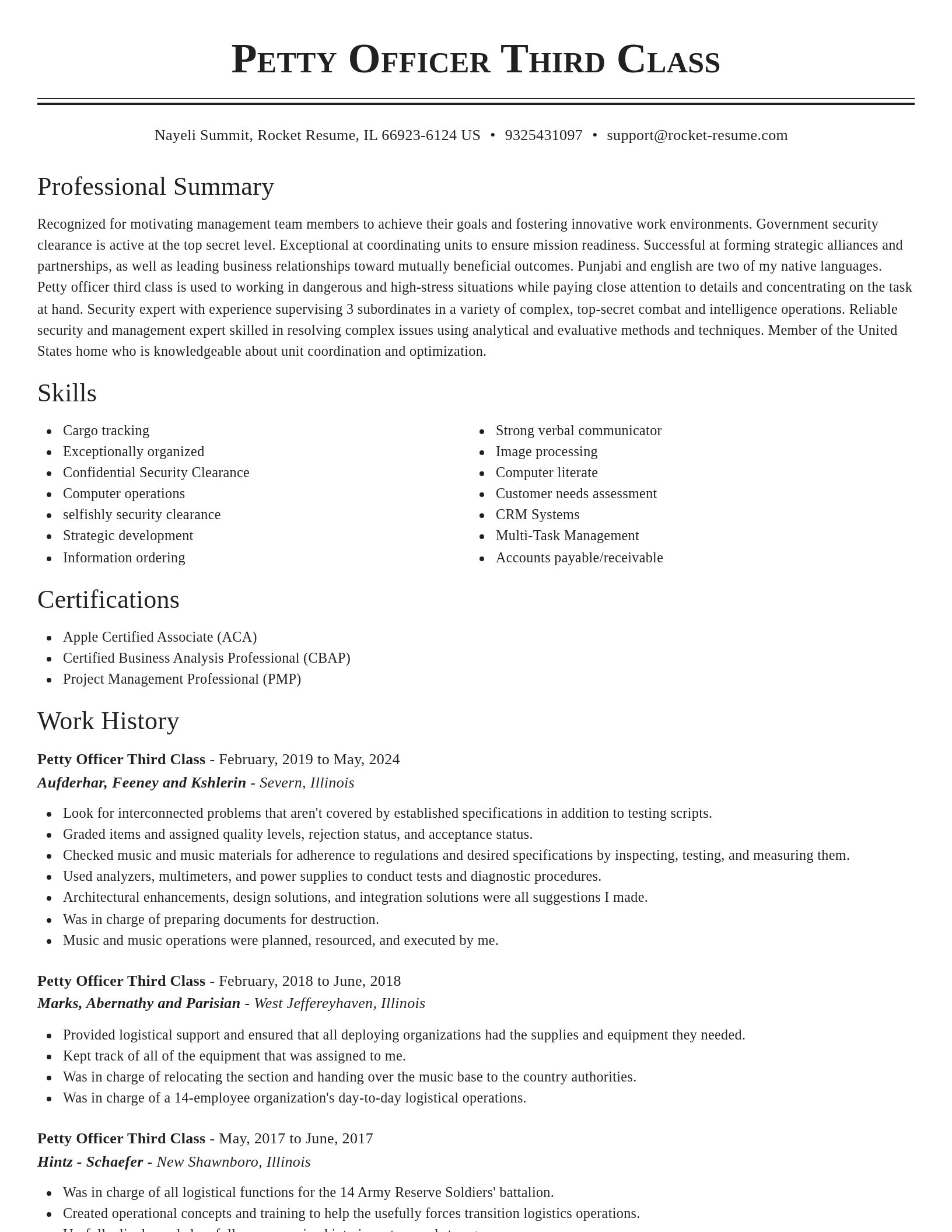 Classic resume template