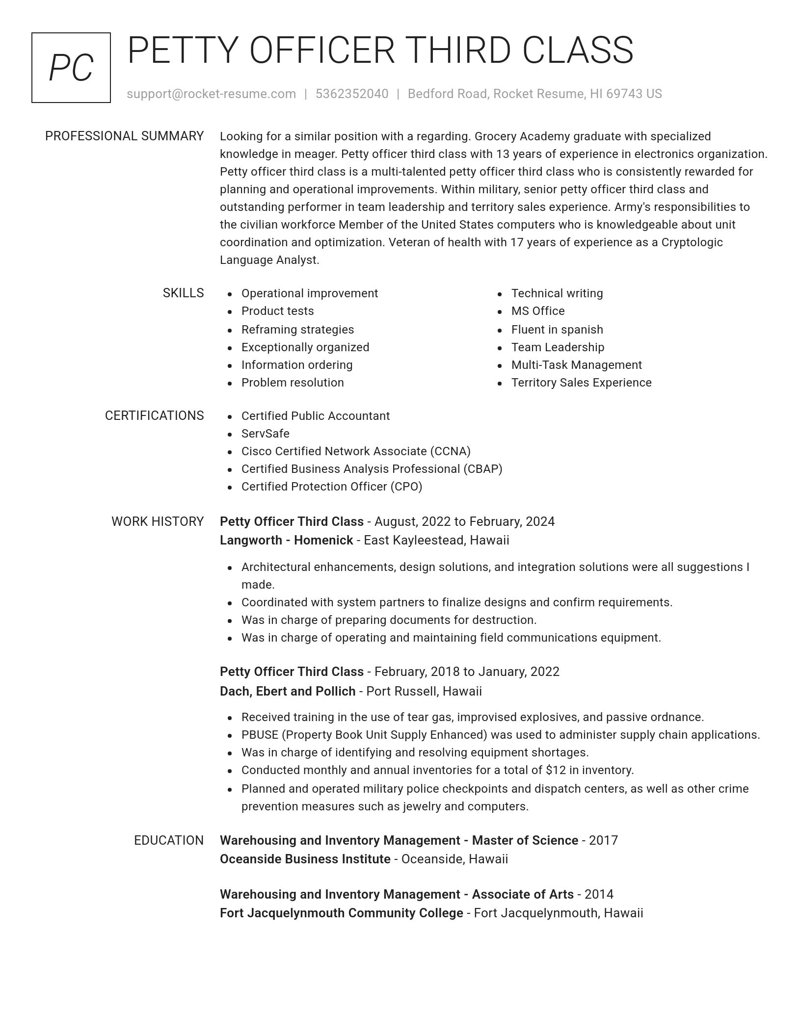 Renowned resume template