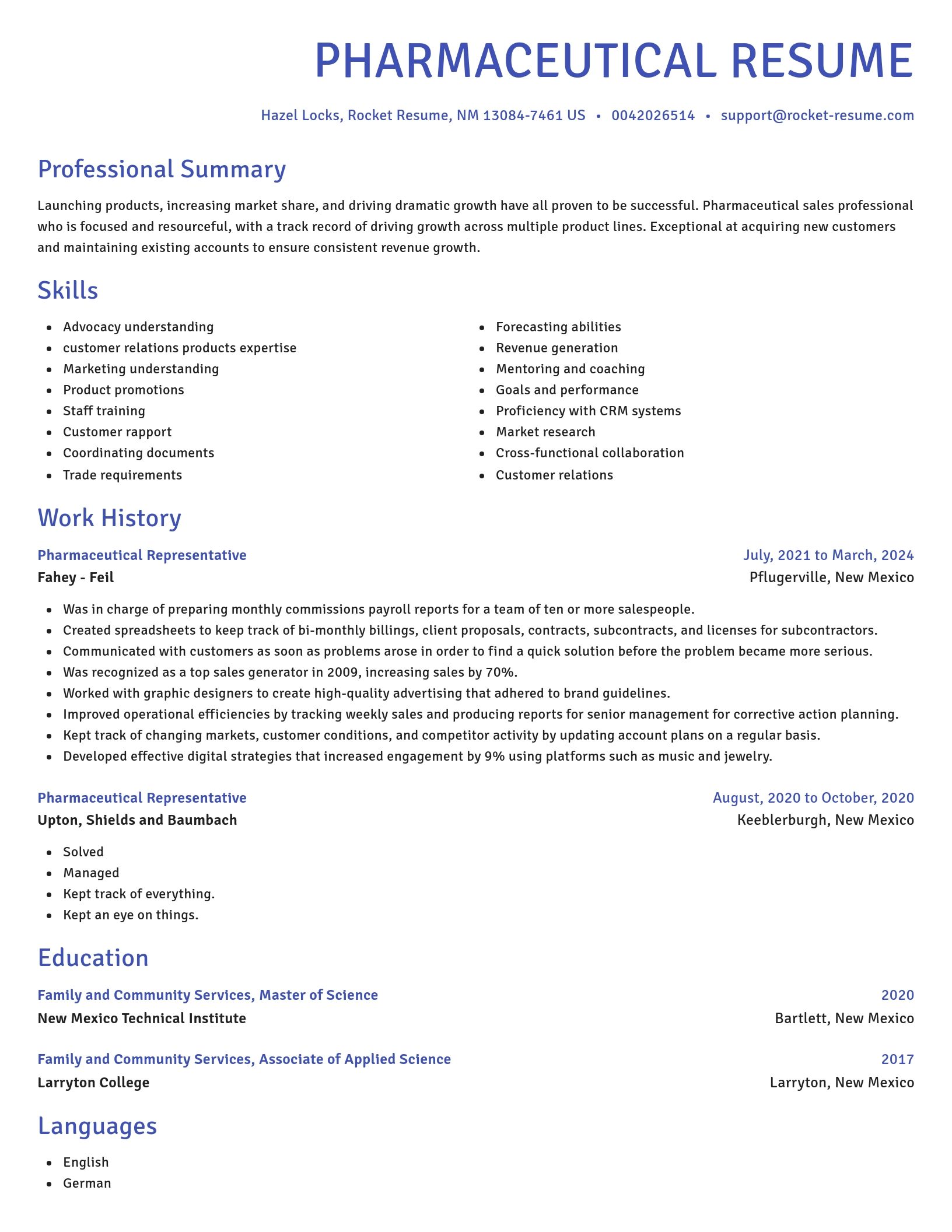 Novel resume template