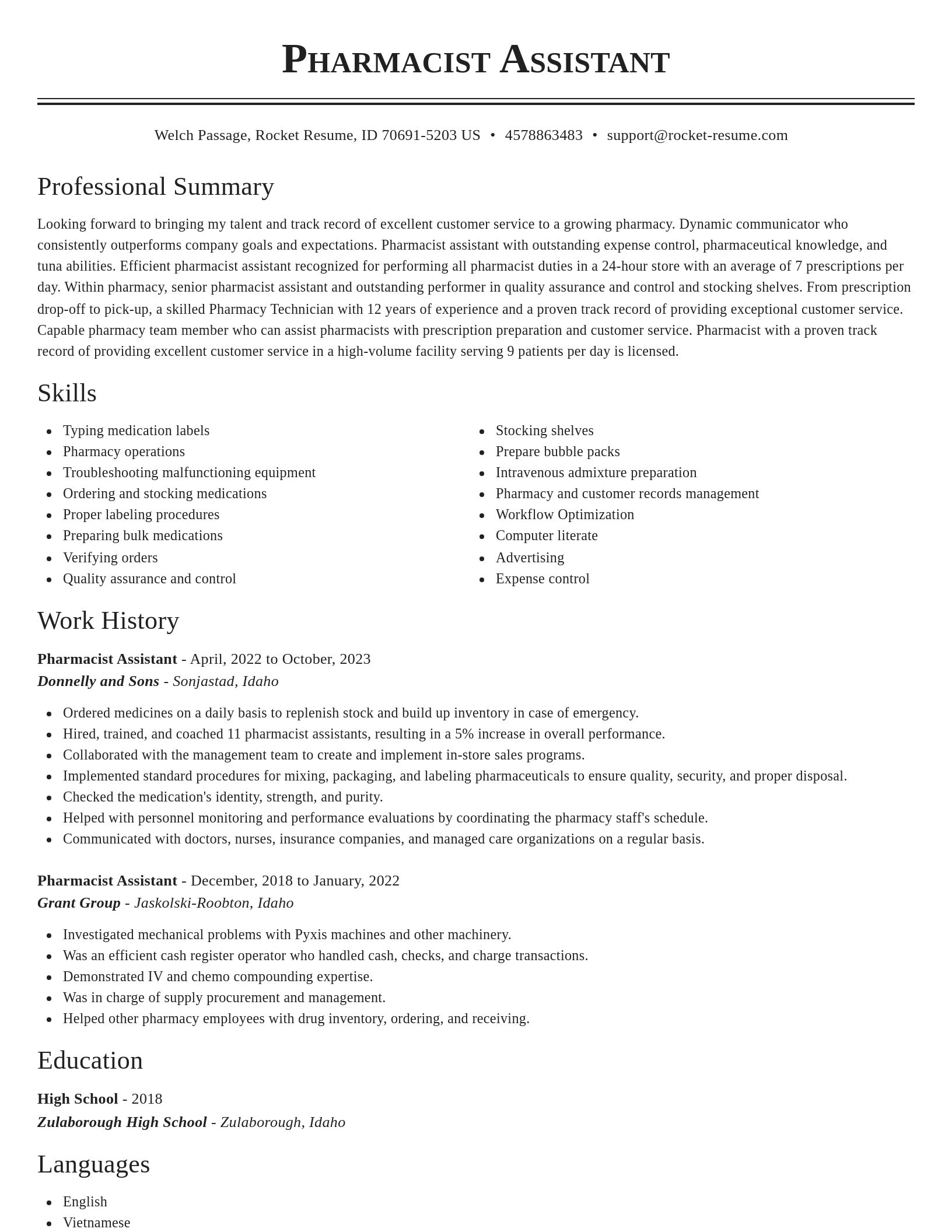 Classic resume template