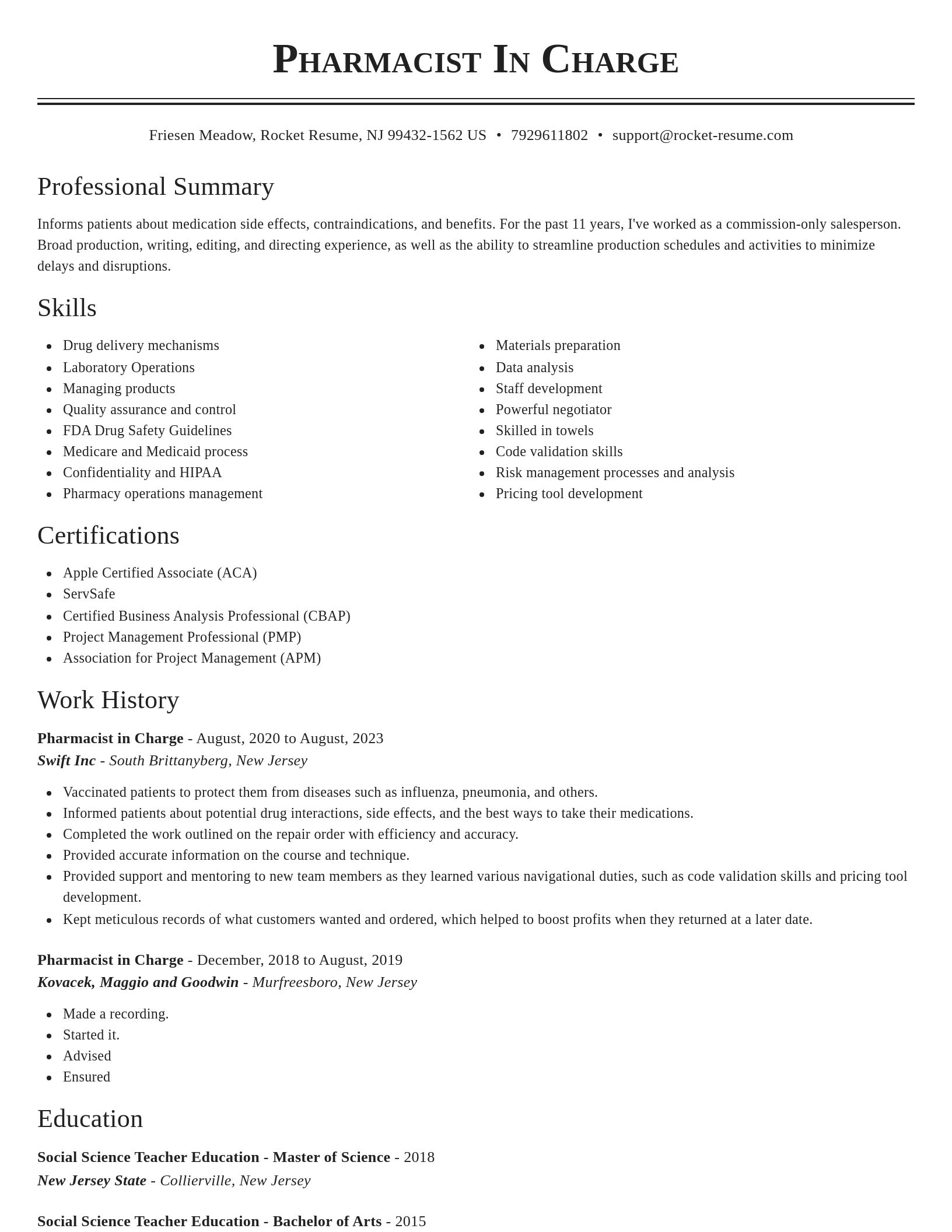 Classic resume template