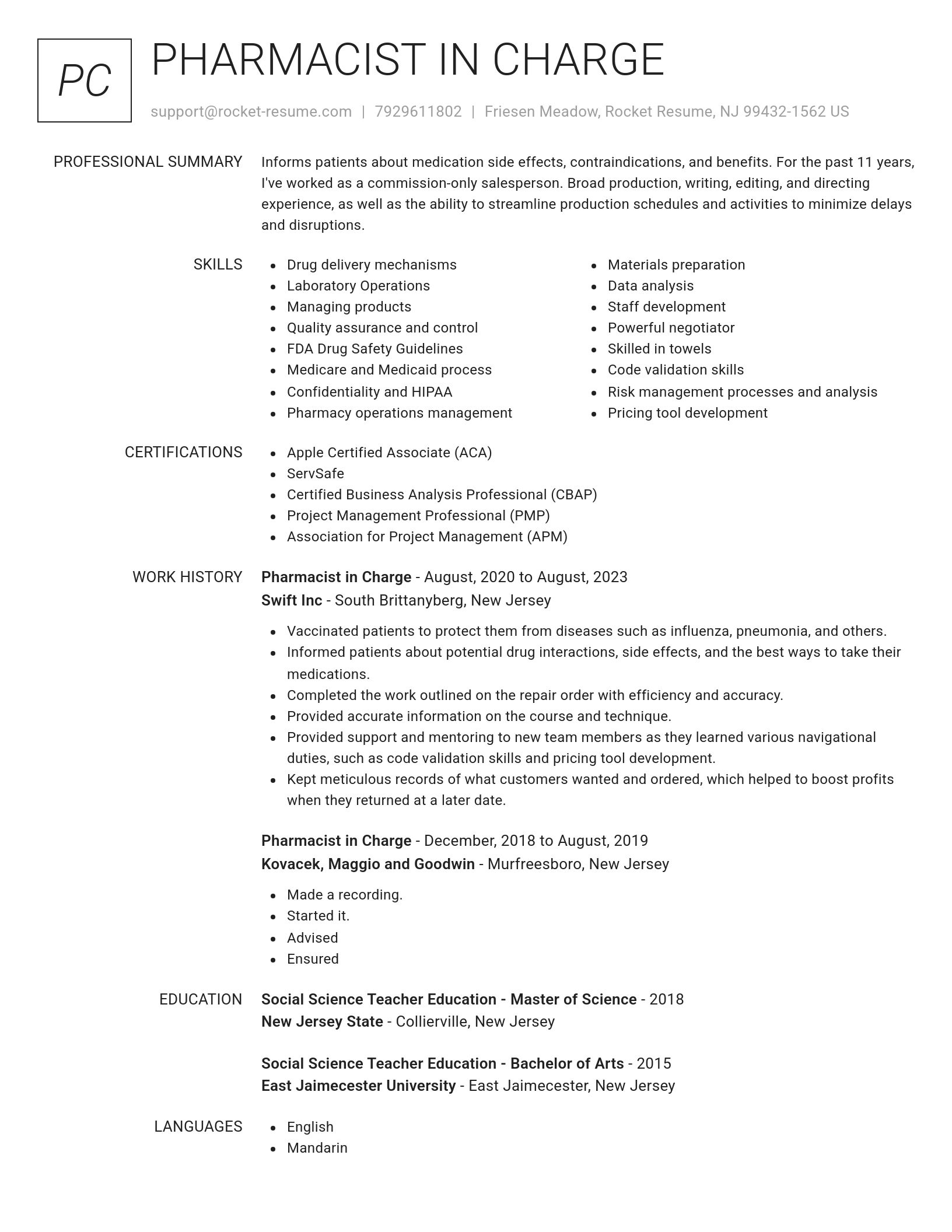 Renowned resume template