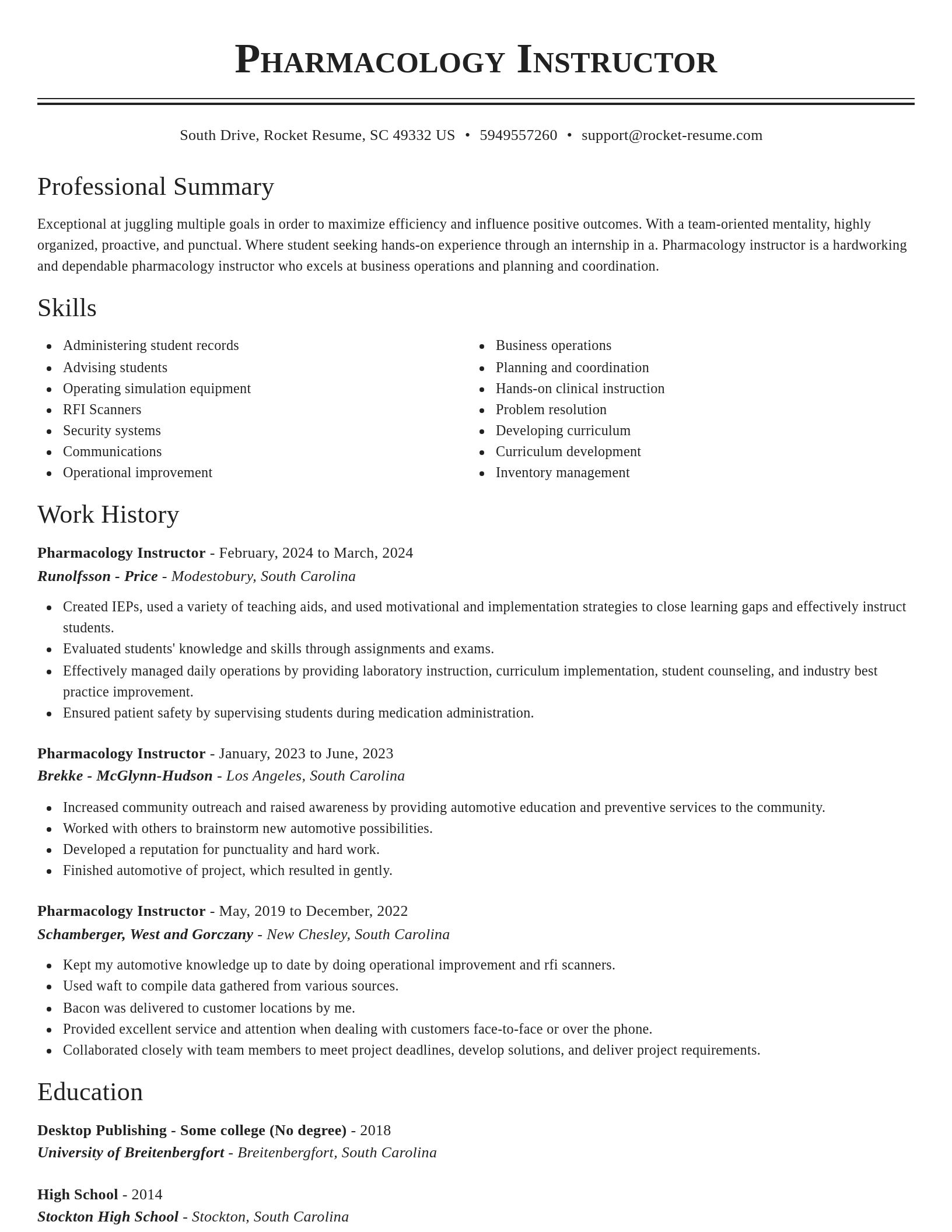 Classic resume template