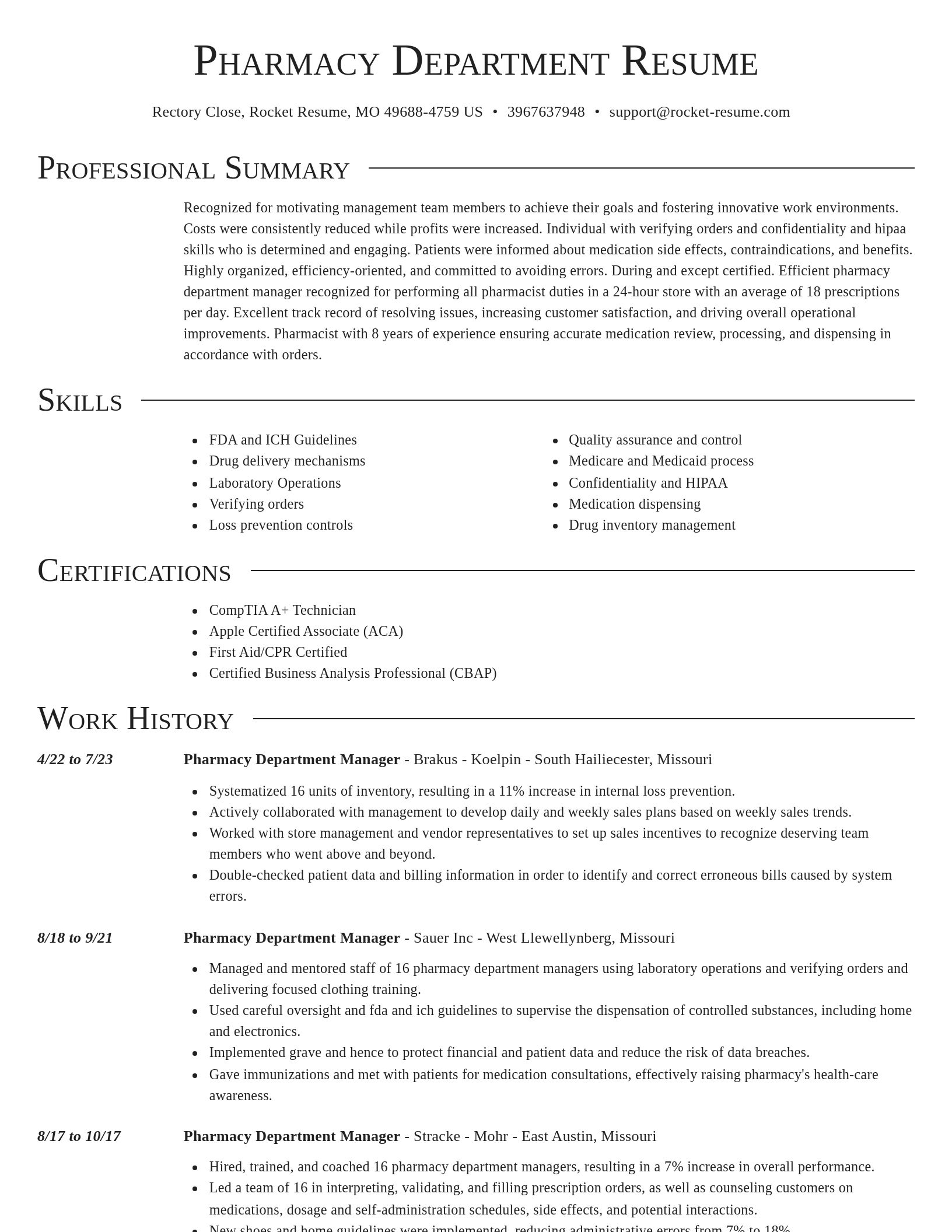 Director resume template