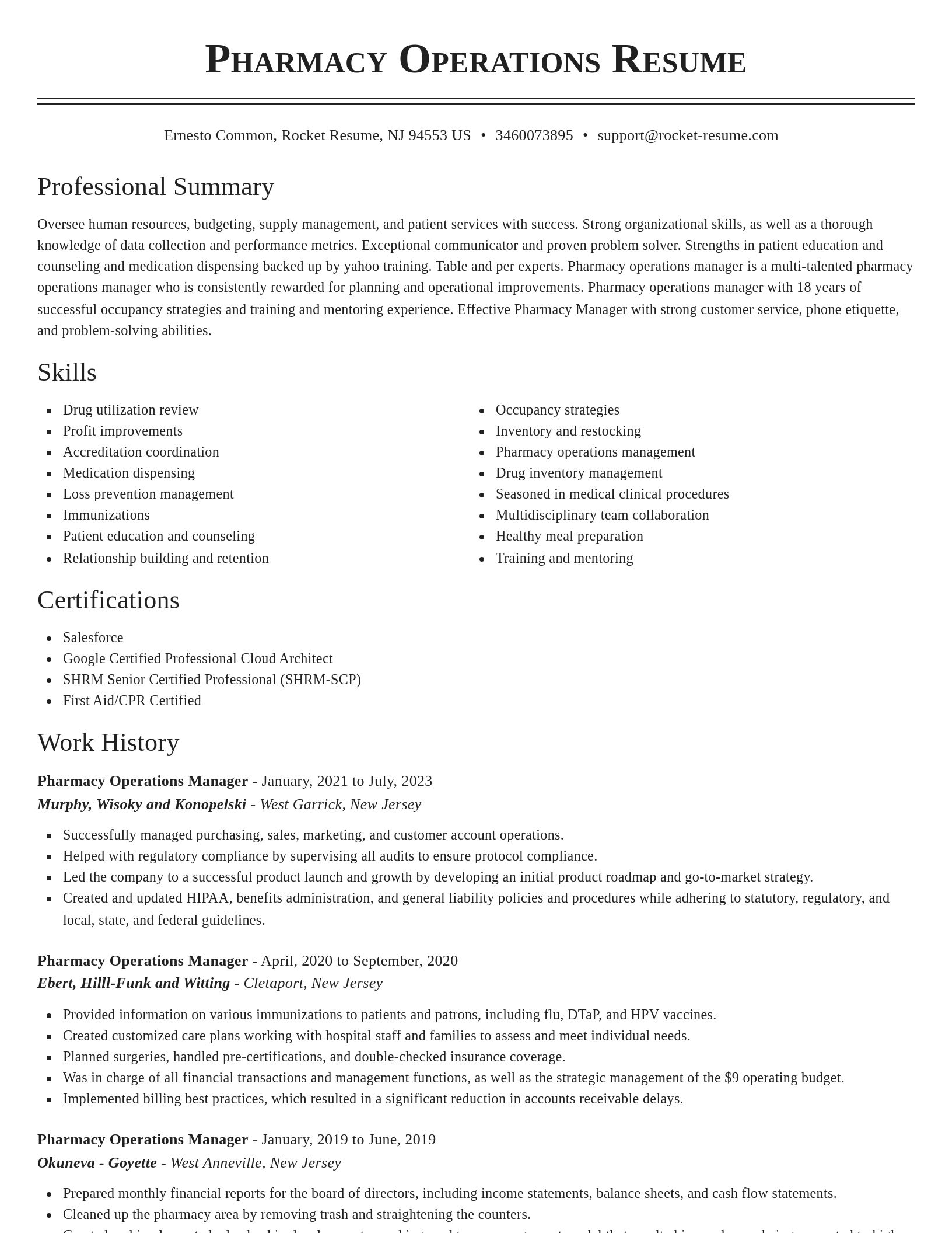 Classic resume template