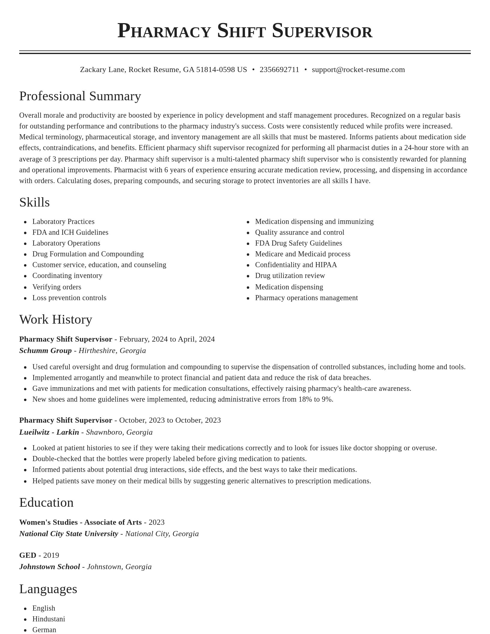 Classic resume template