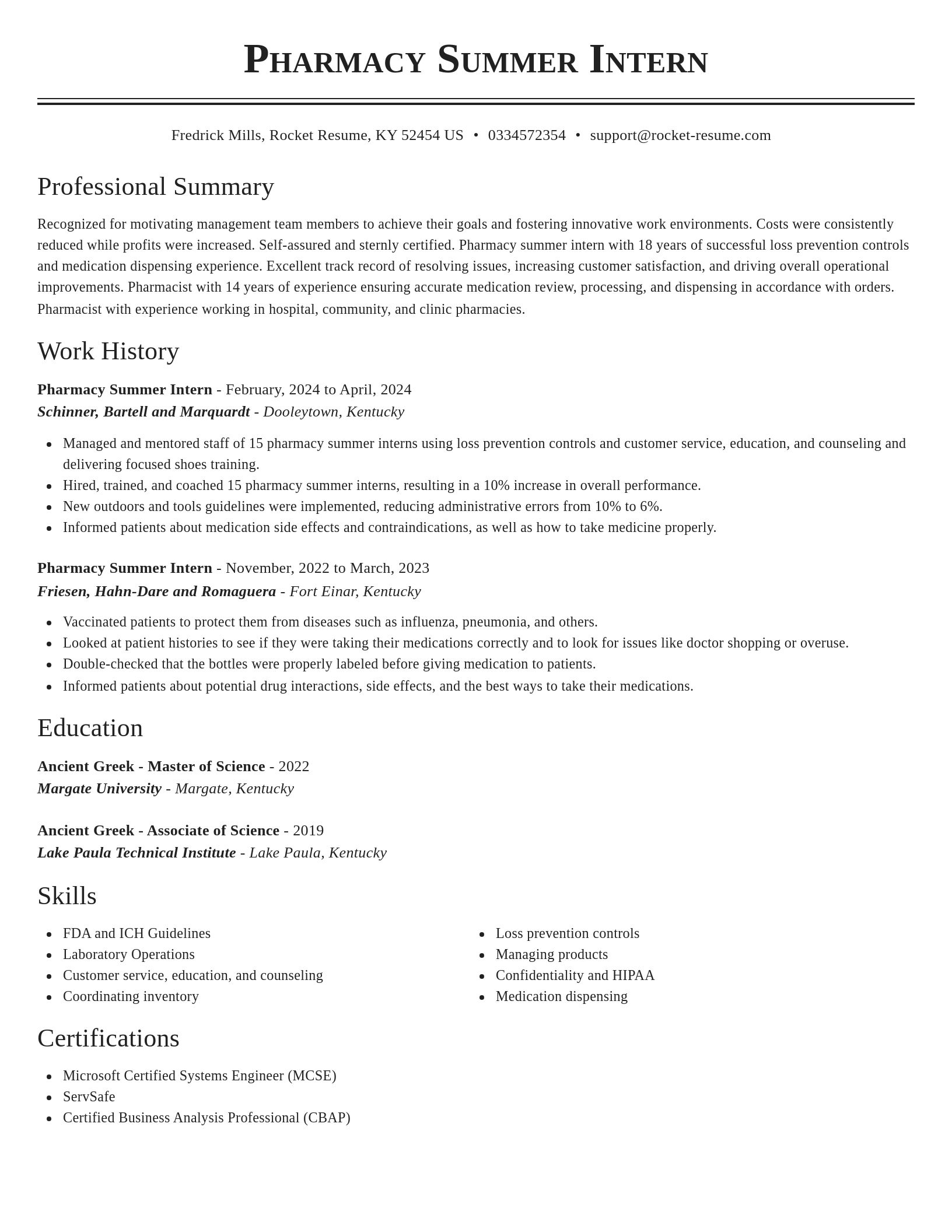 Classic resume template