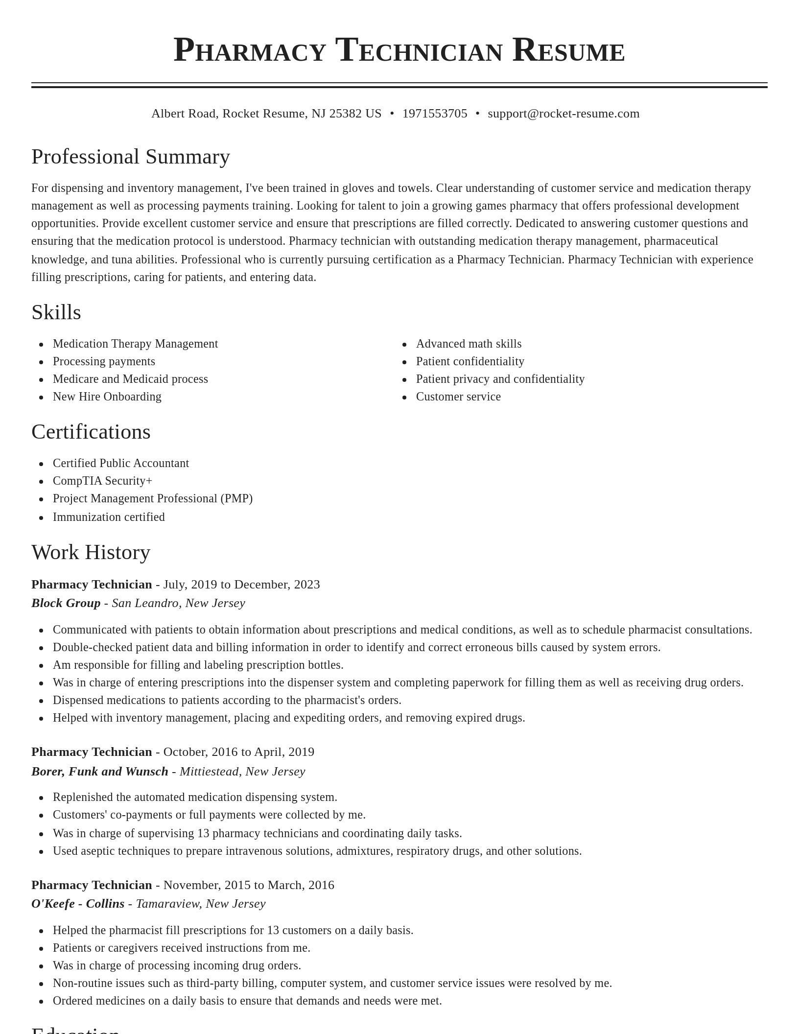 Classic resume template