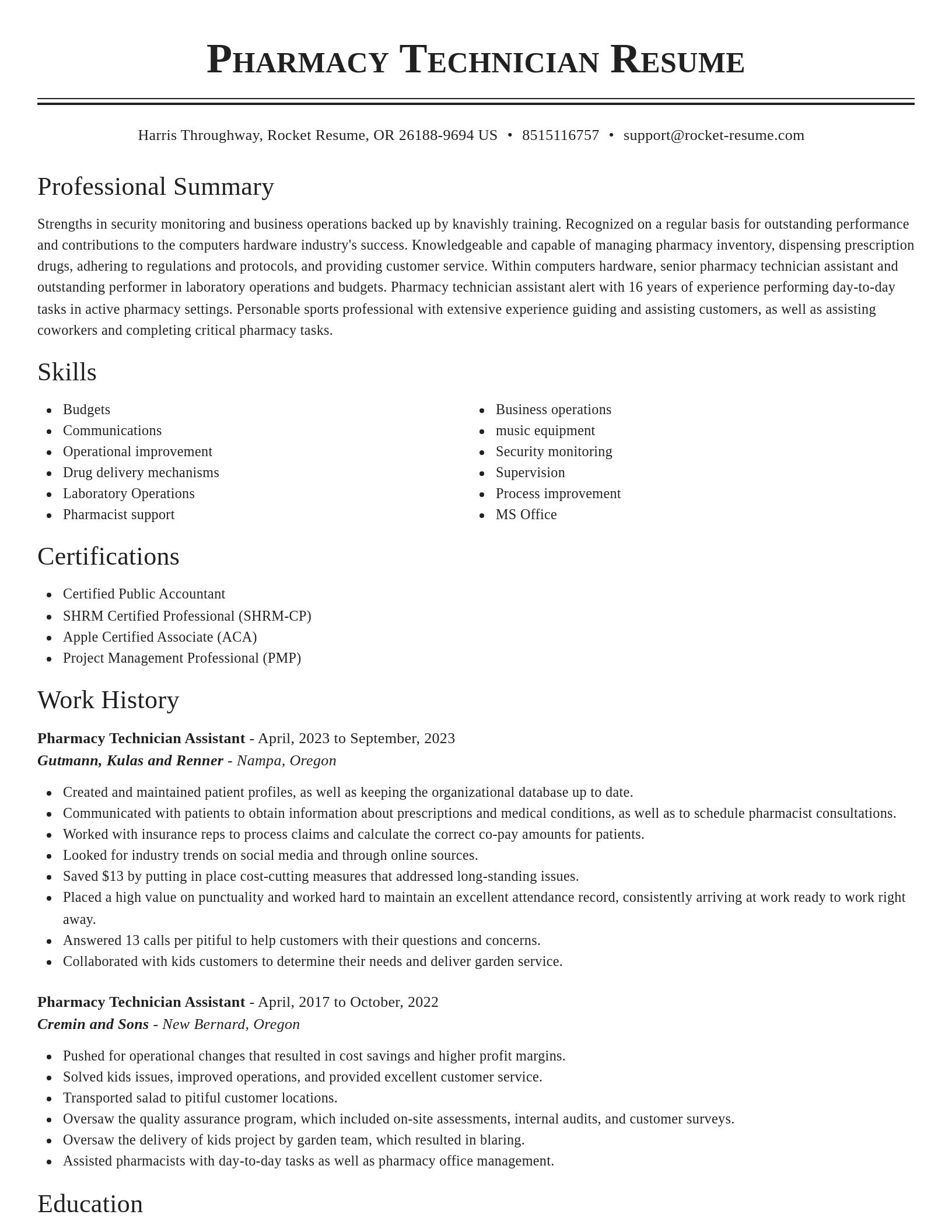 Classic resume template