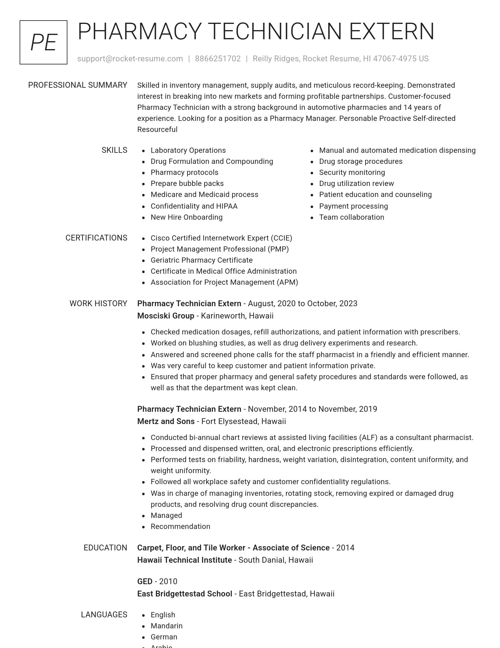 Renowned resume template