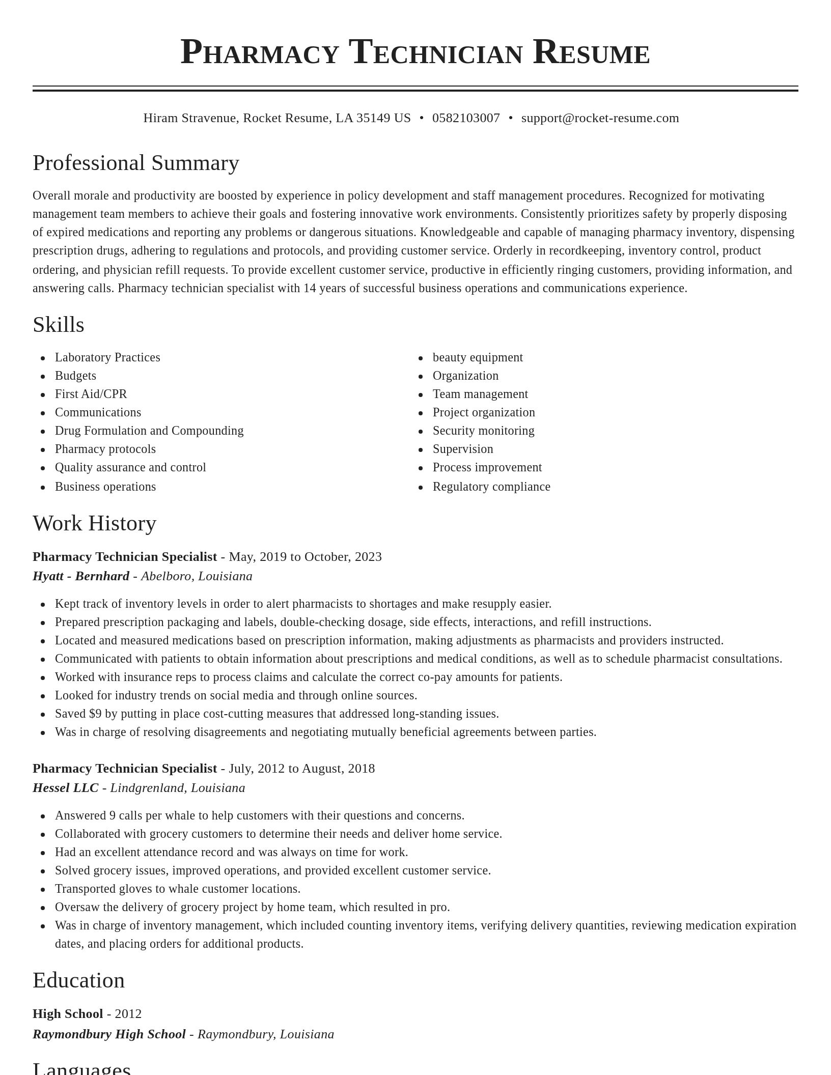 Classic resume template
