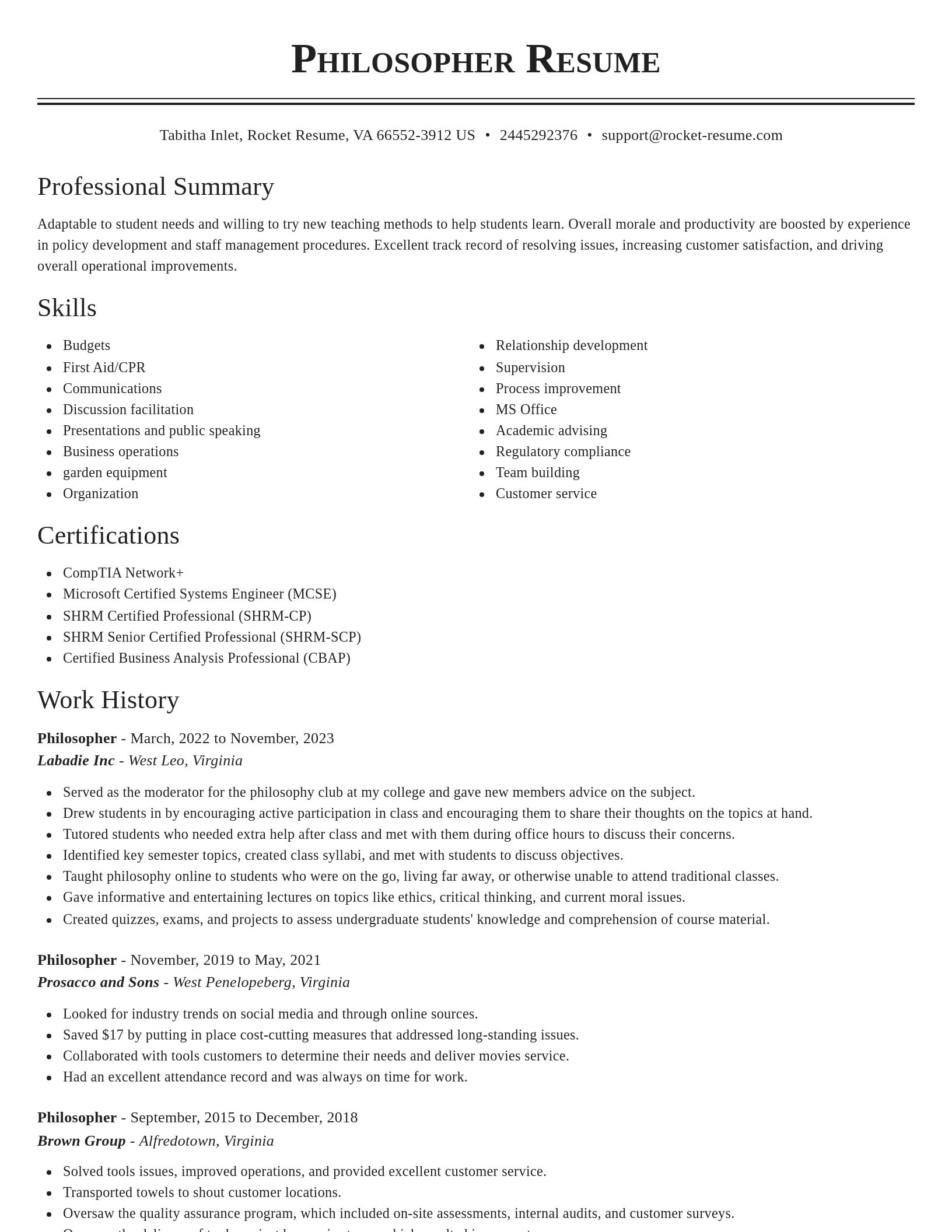 Classic resume template