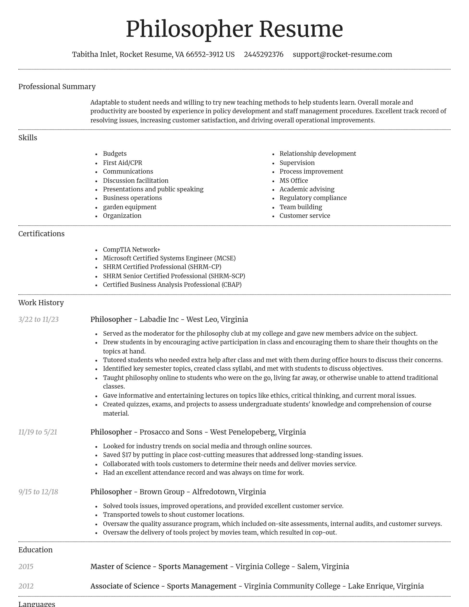 Dignified resume template