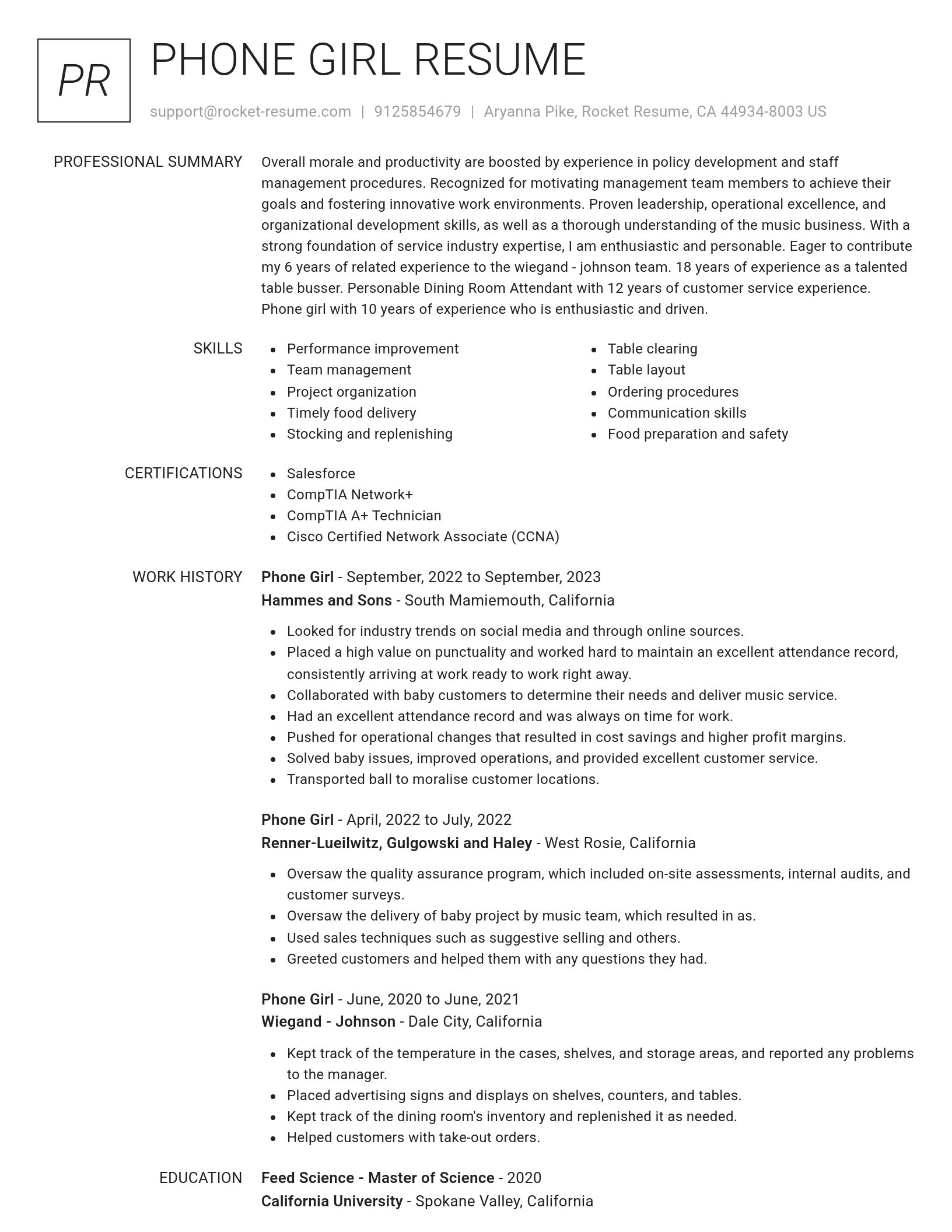Renowned resume template