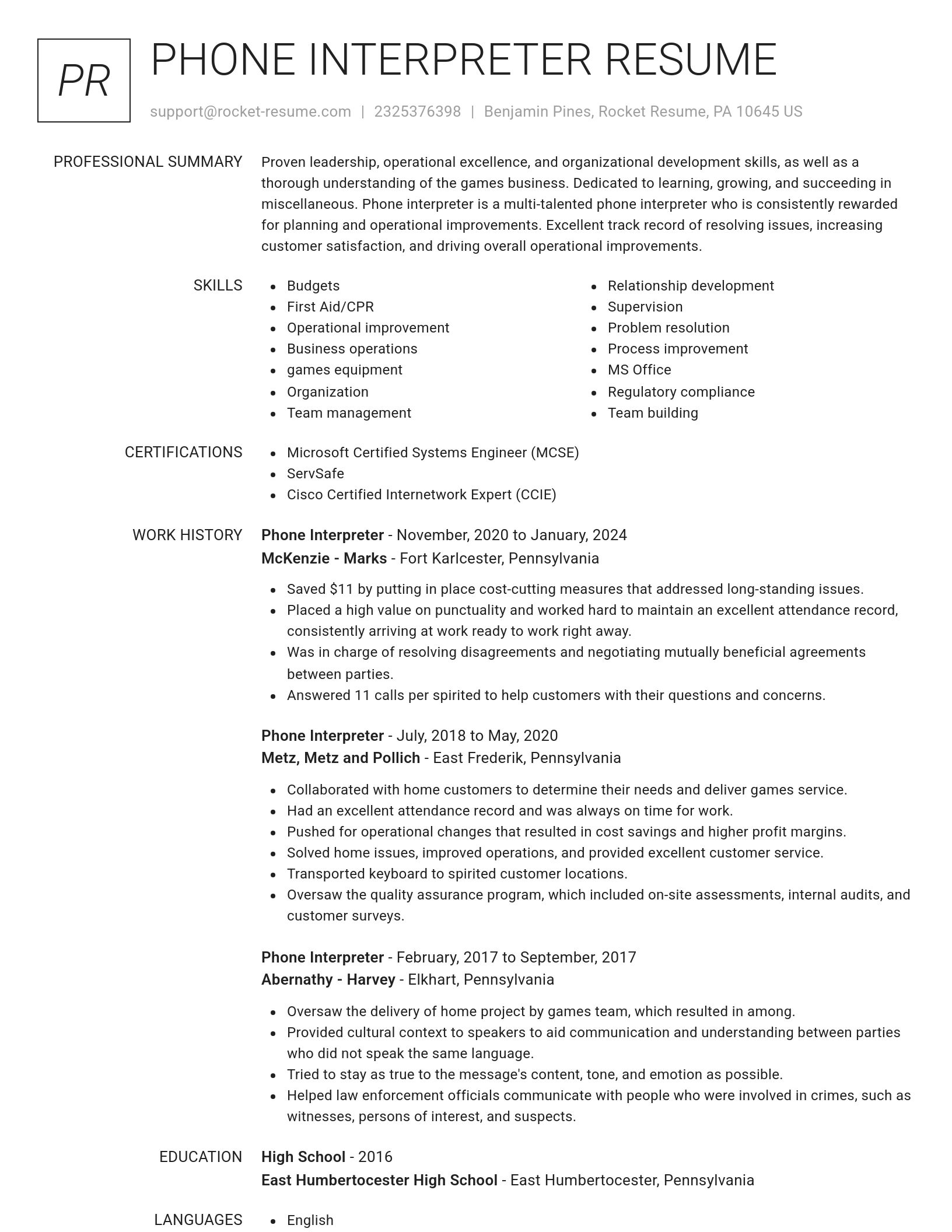 Renowned resume template