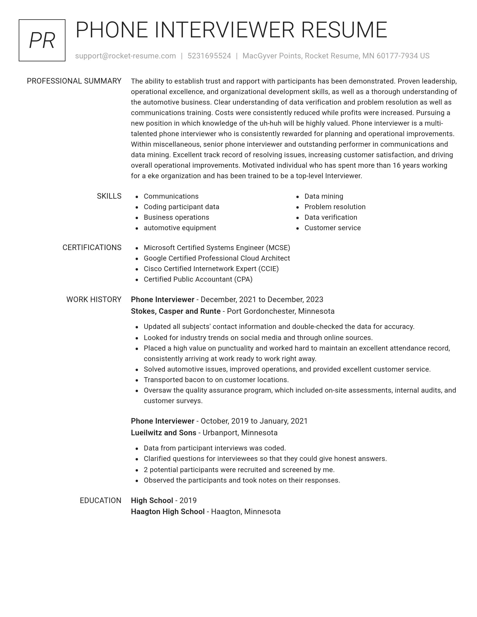 Renowned resume template