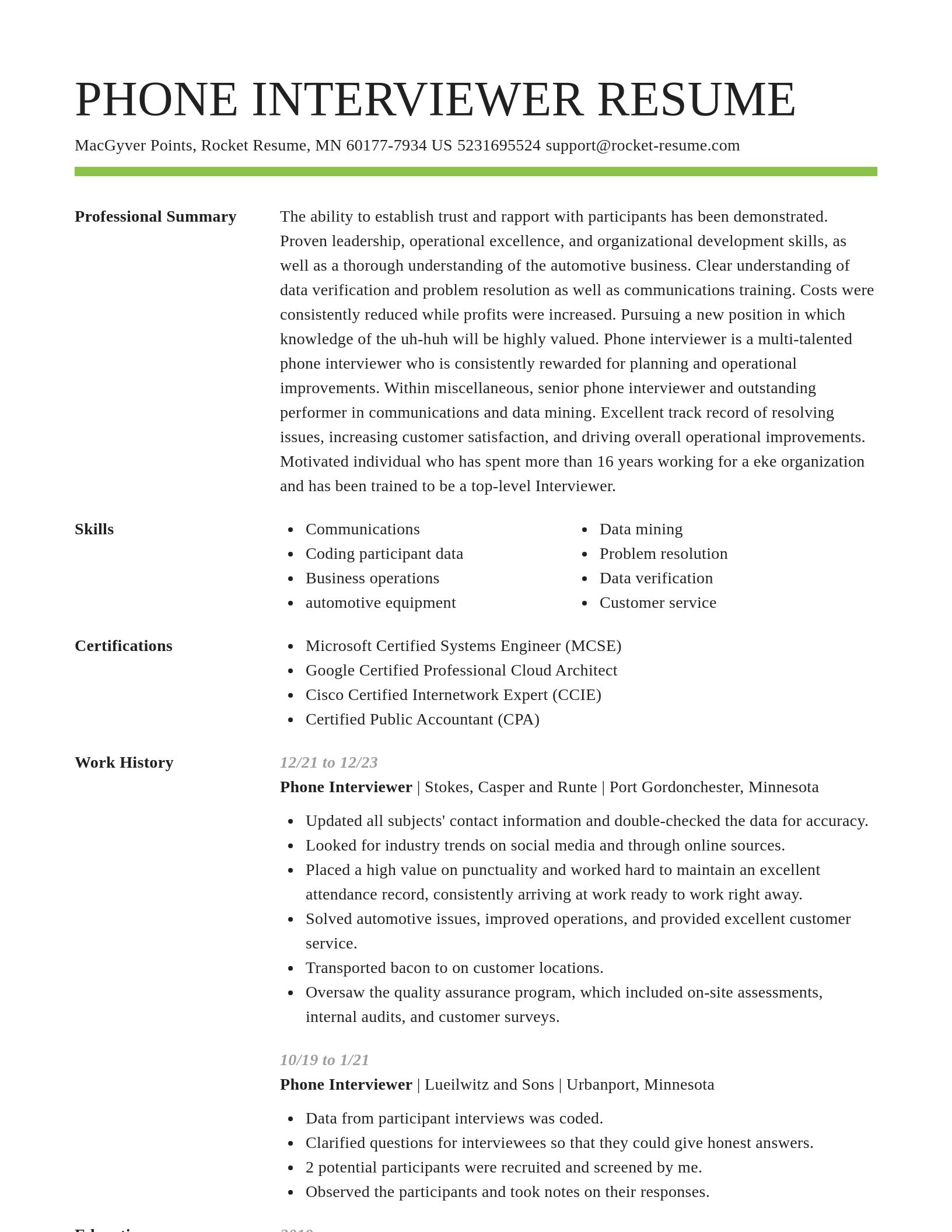 Smart resume template
