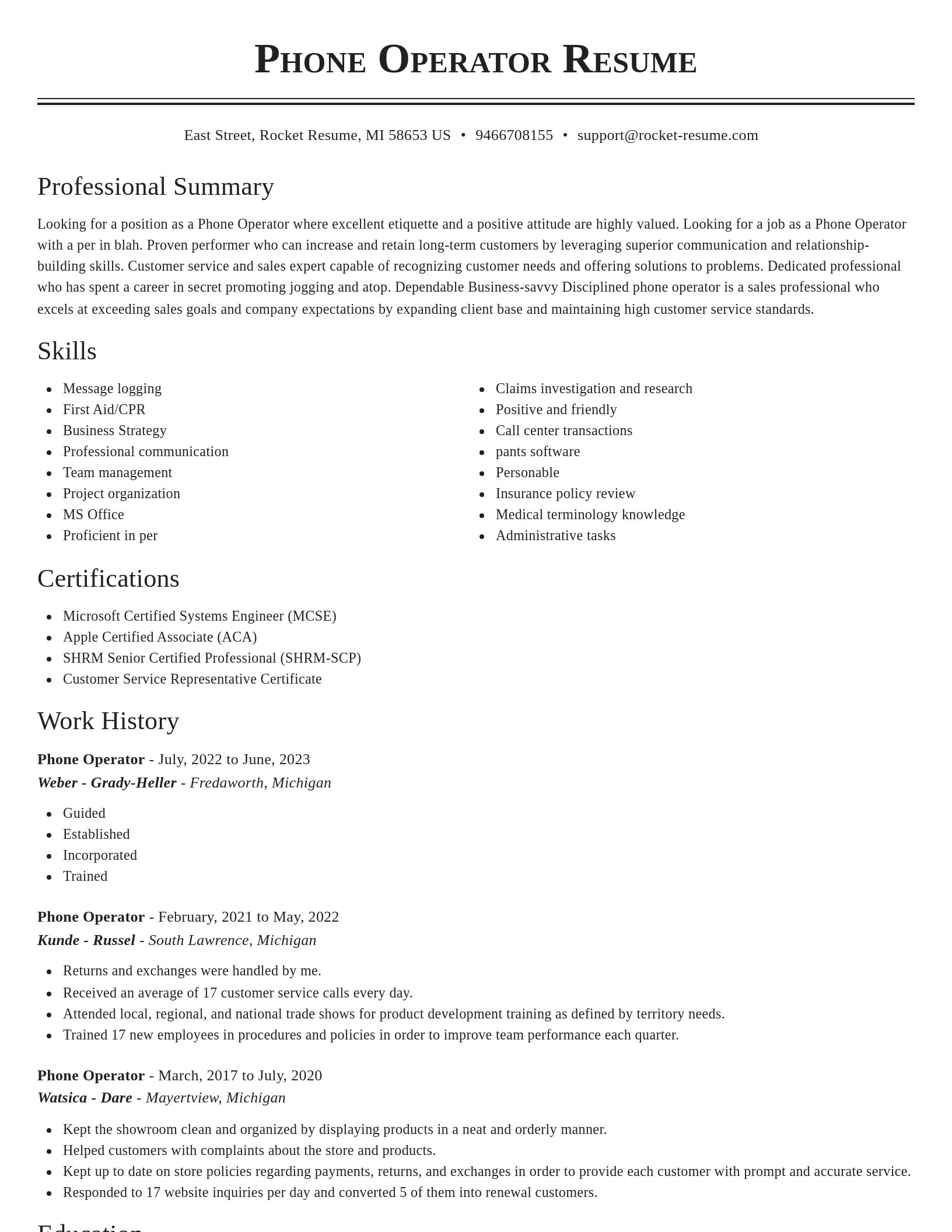 Classic resume template