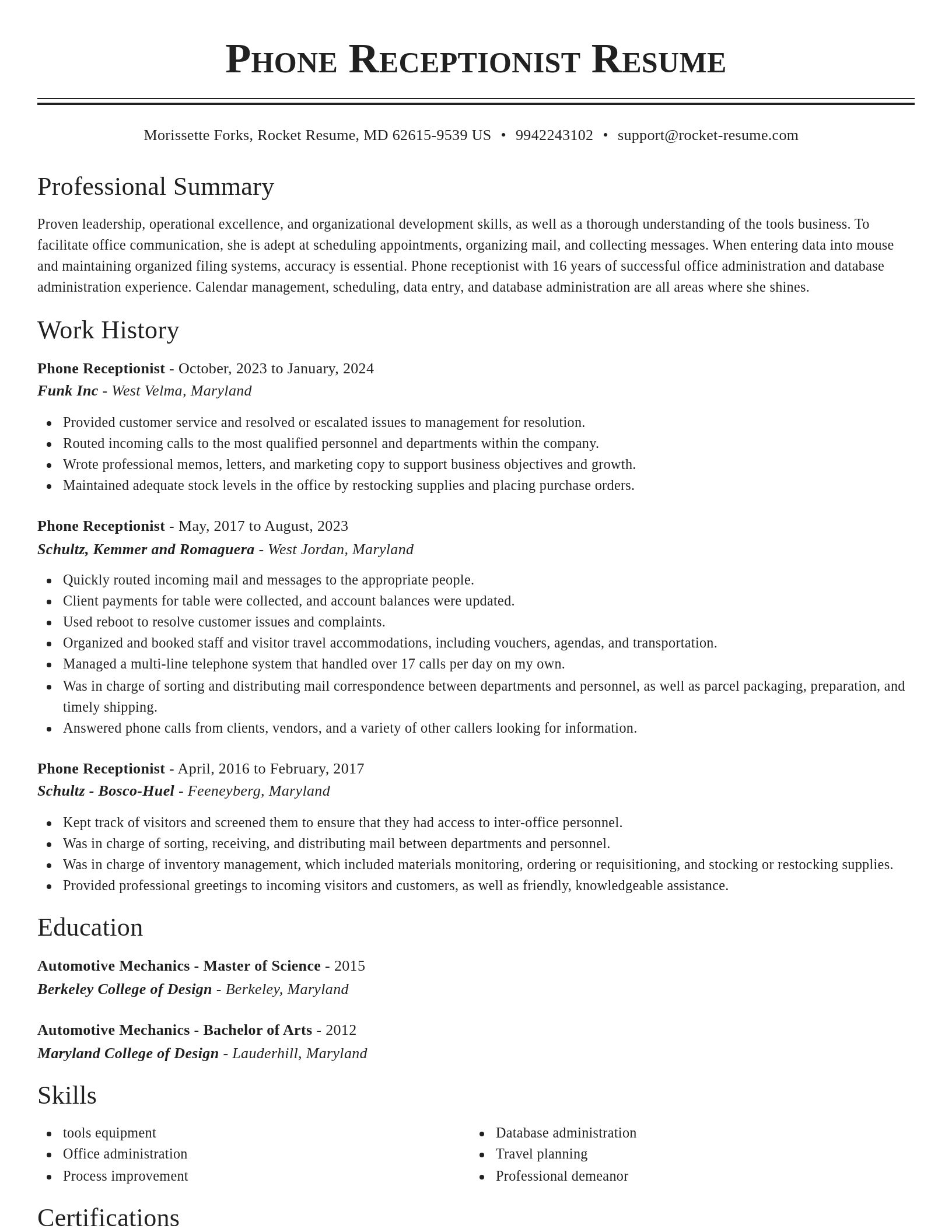 Classic resume template