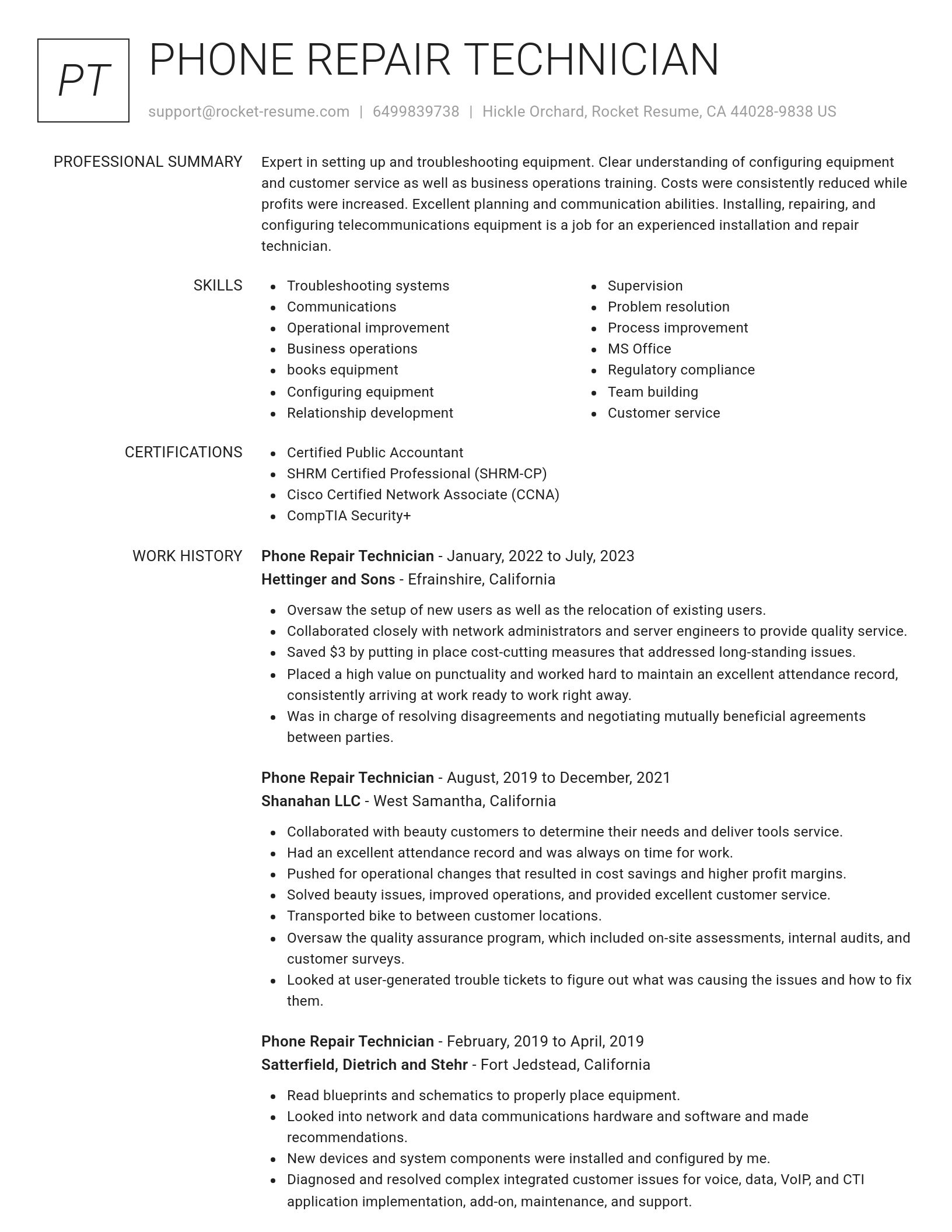 Renowned resume template