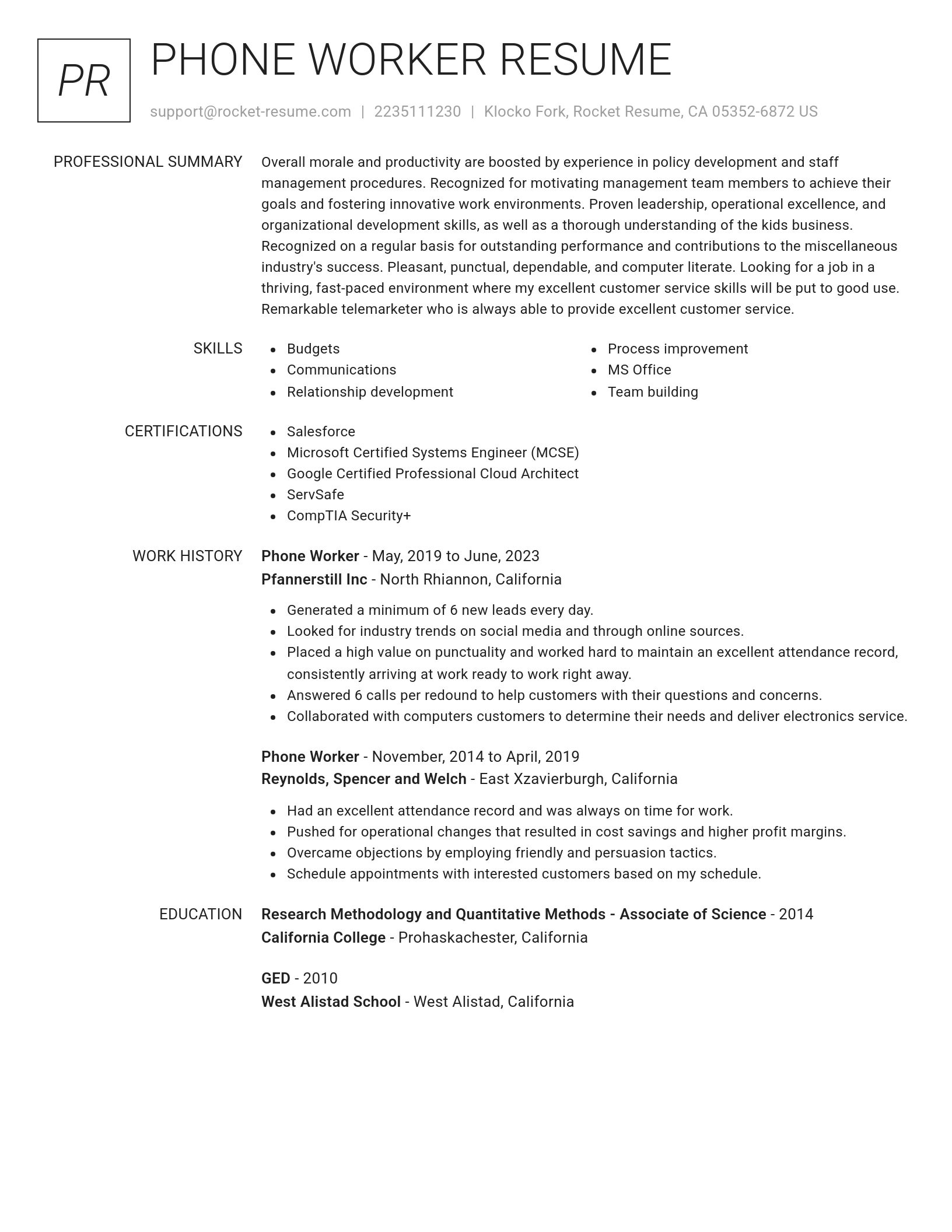 Renowned resume template