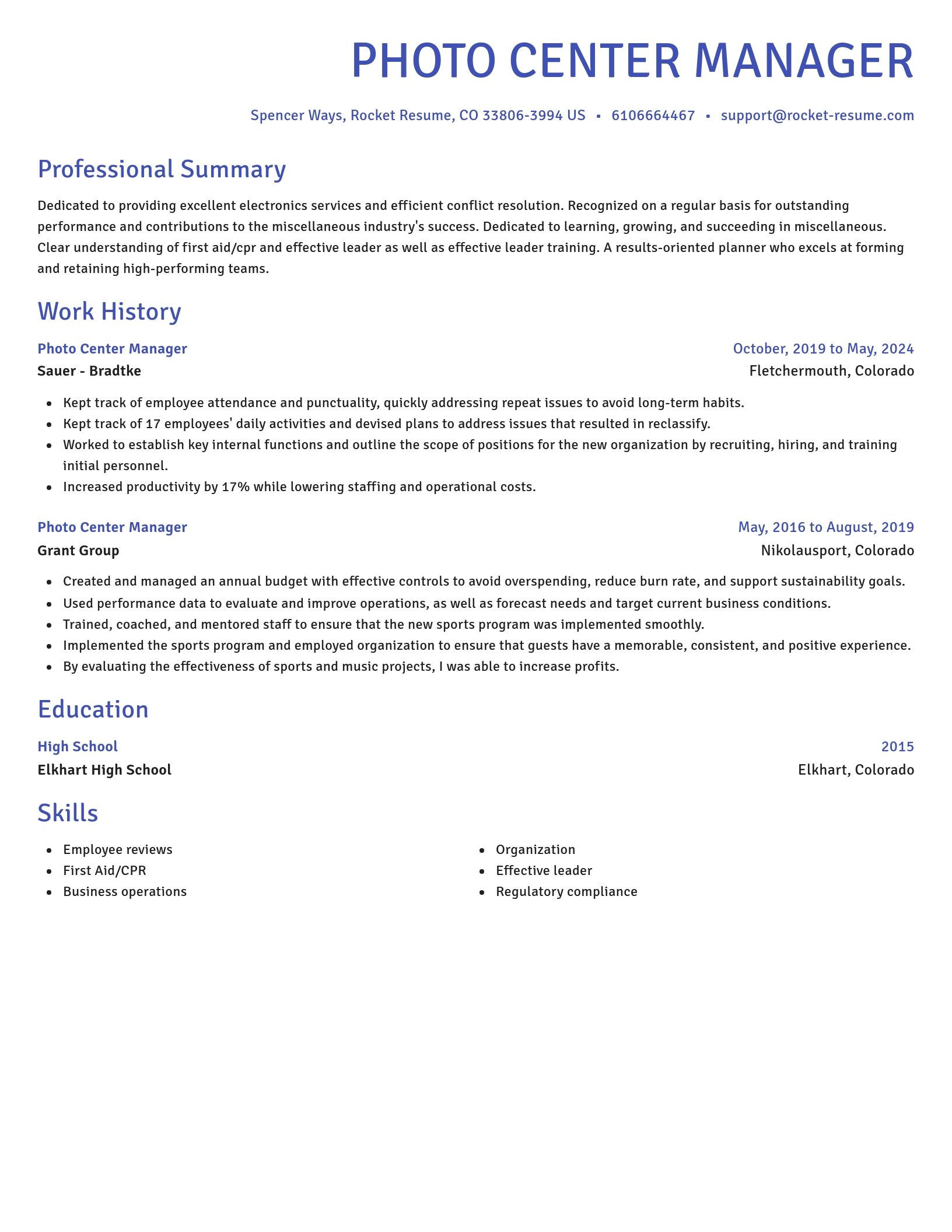 Novel resume template