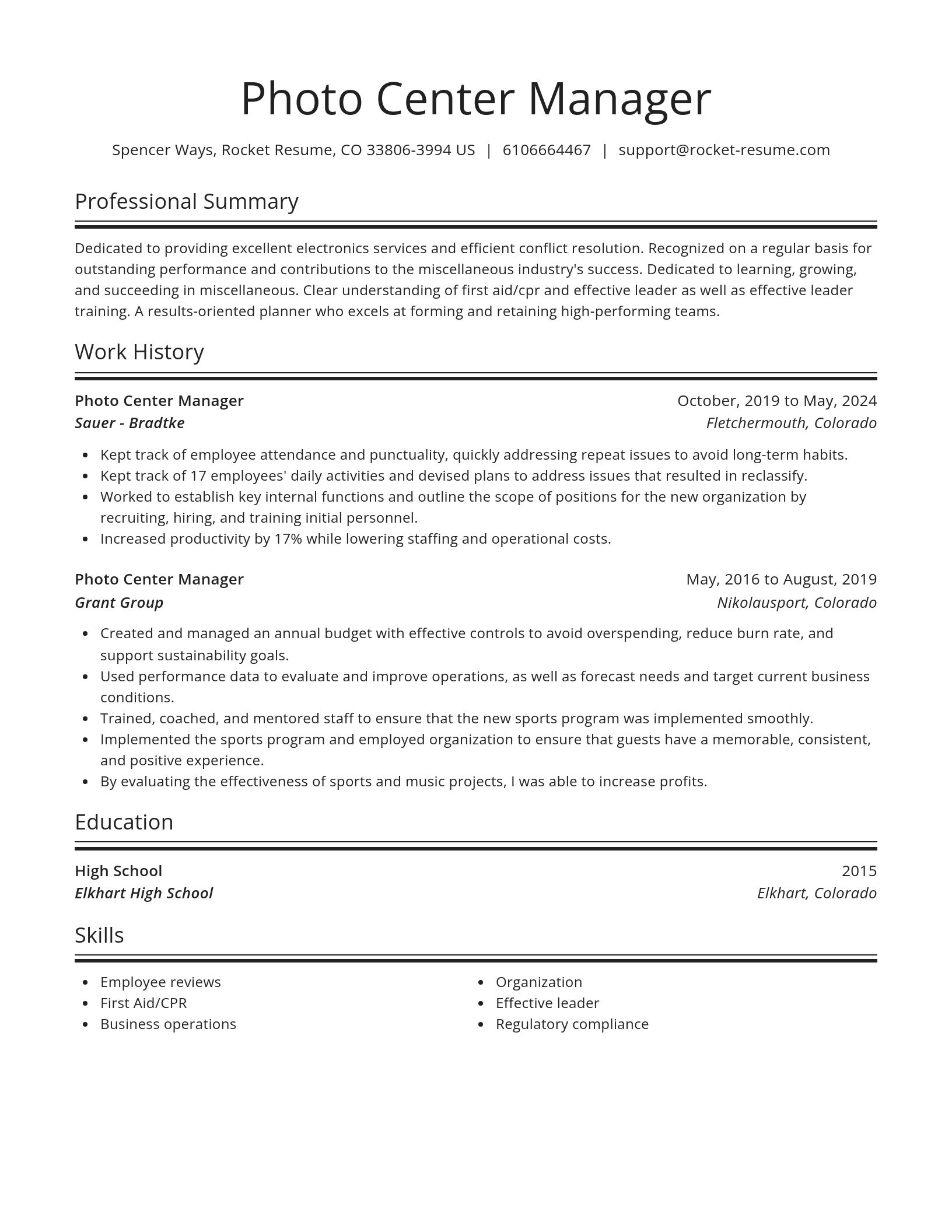 Spotlight resume template
