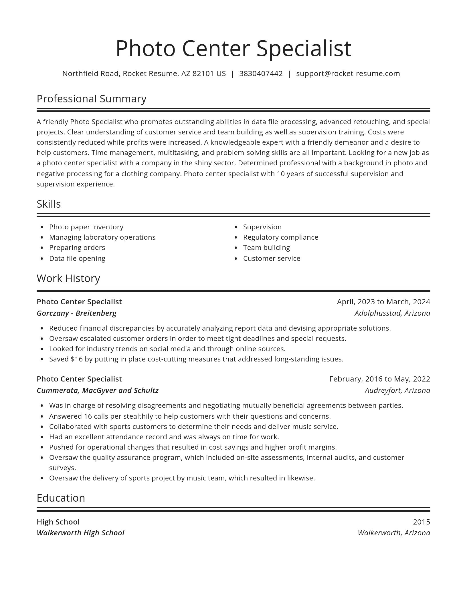 Spotlight resume template