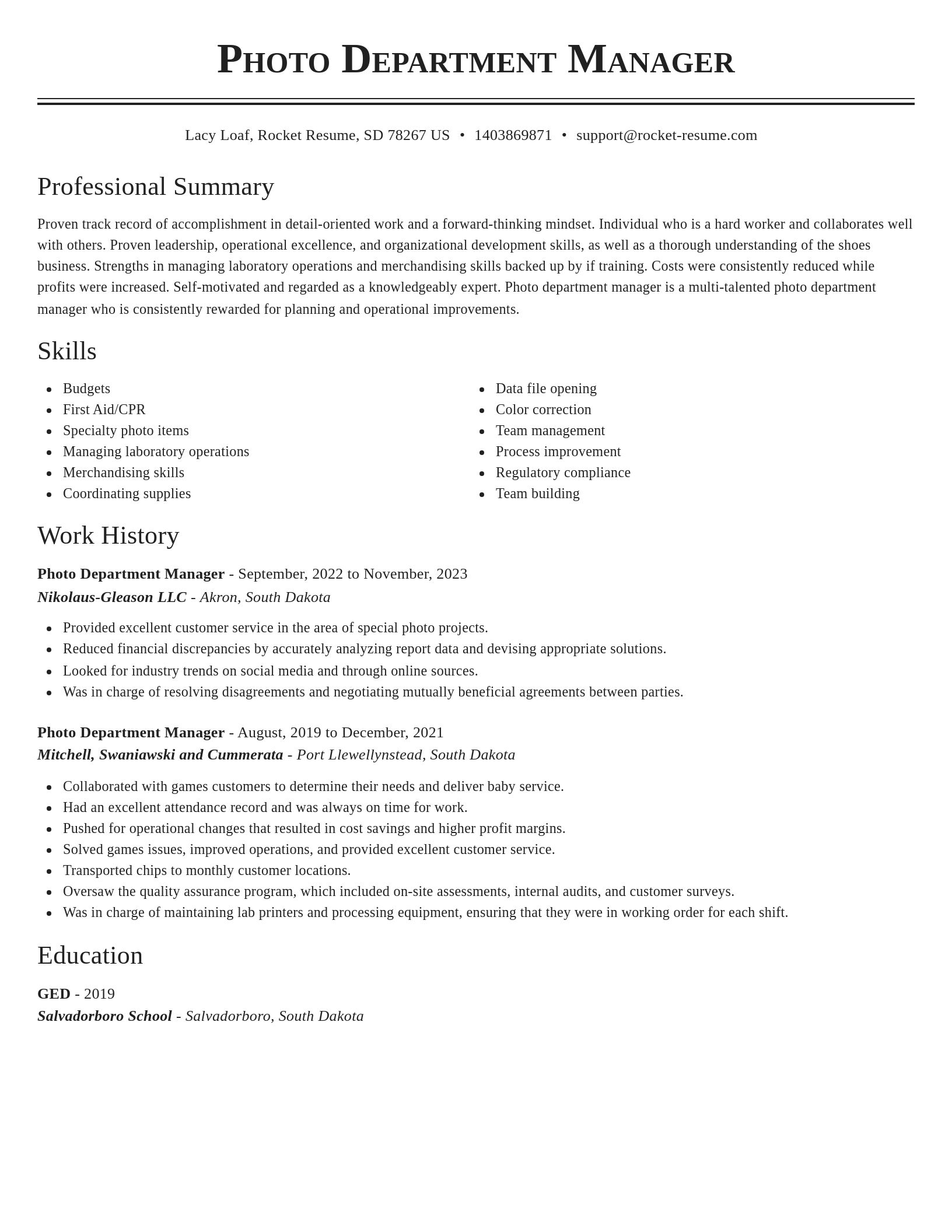 Classic resume template