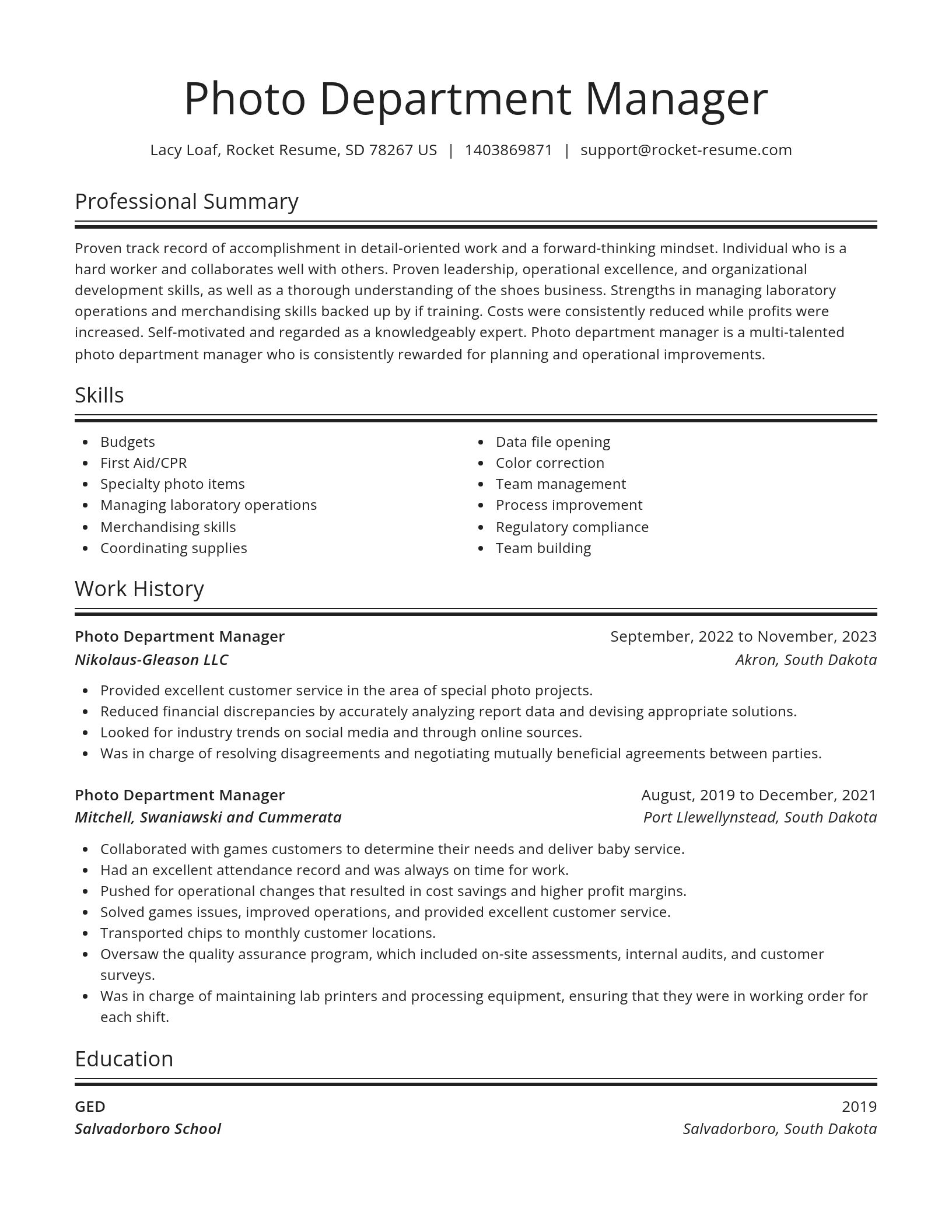 Spotlight resume template