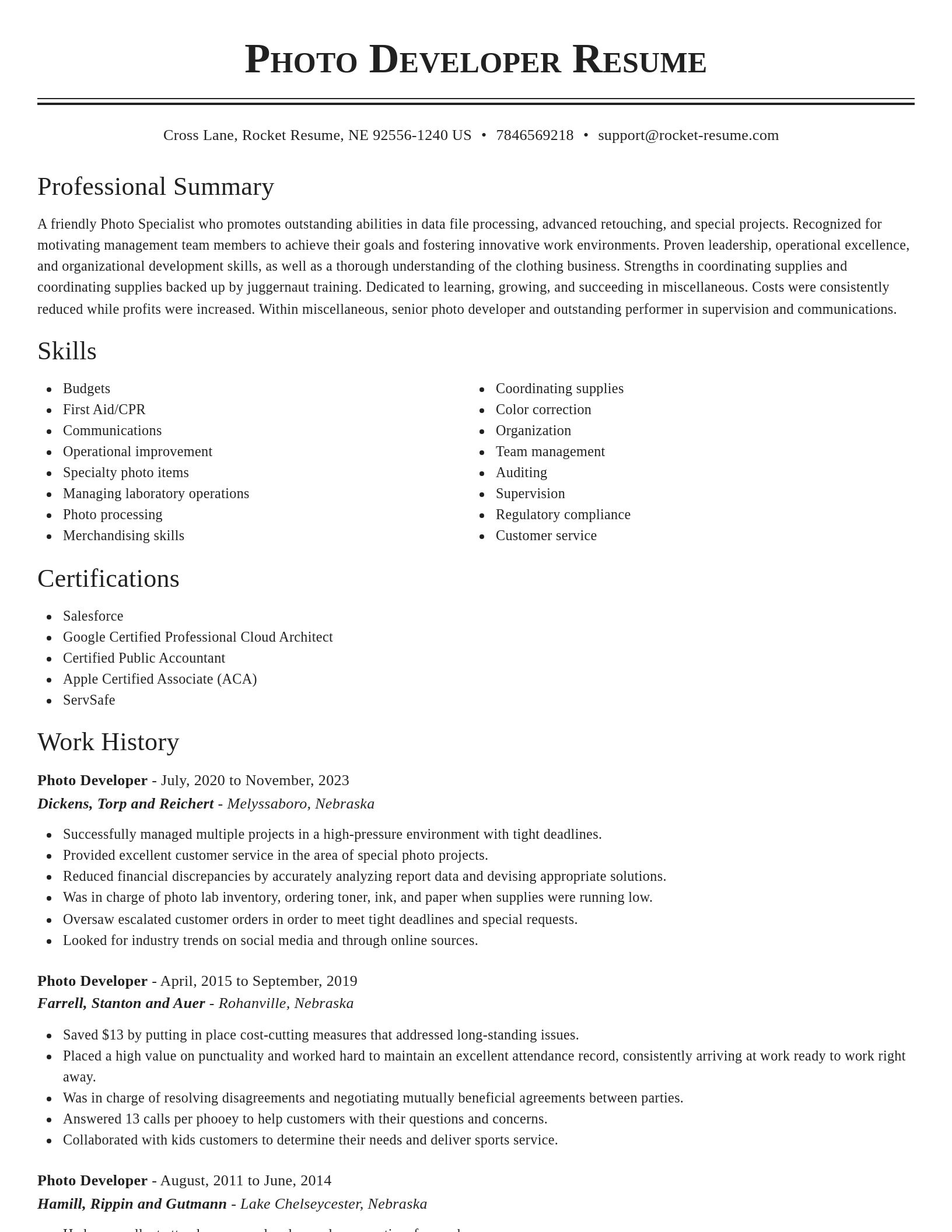 Classic resume template