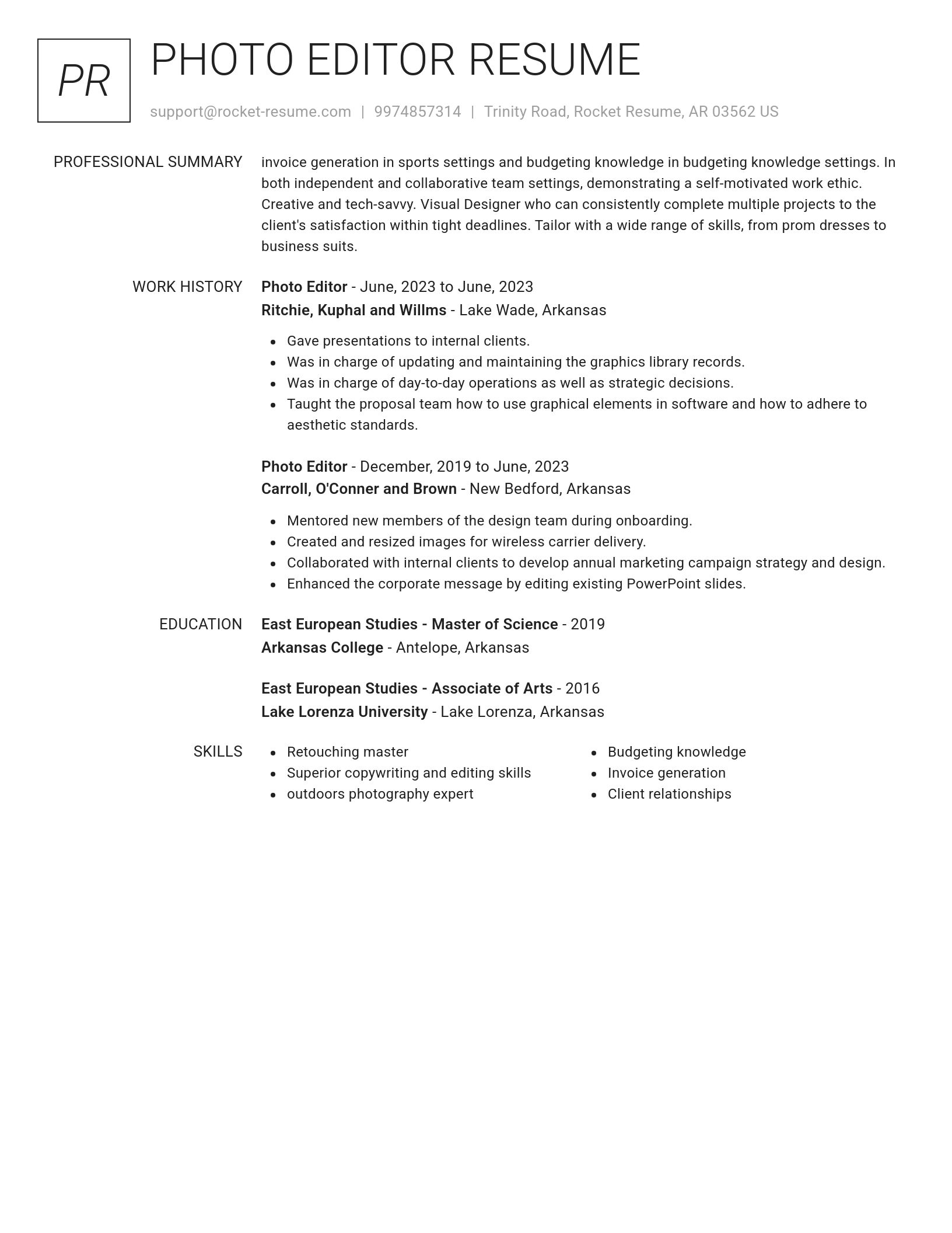 Renowned resume template