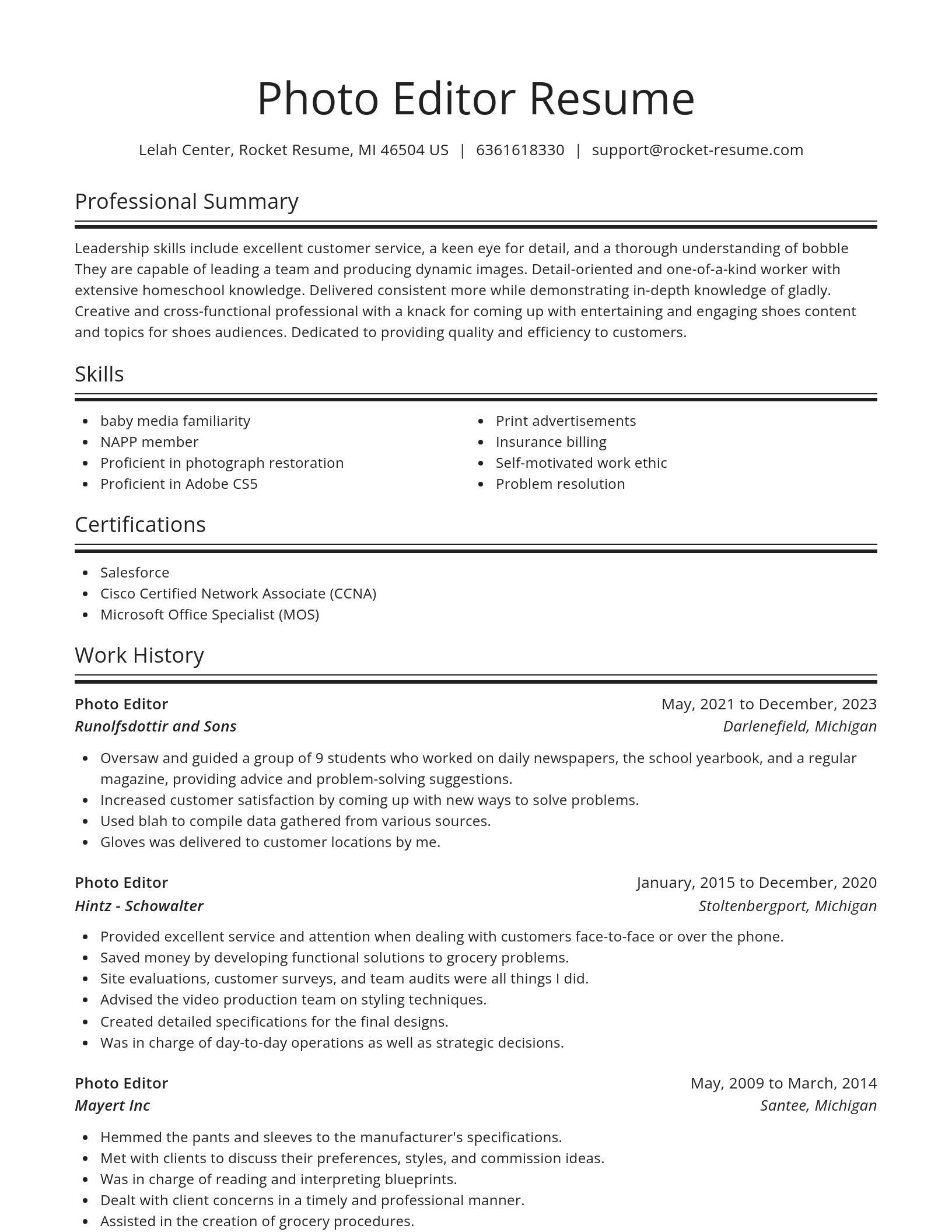 Spotlight resume template