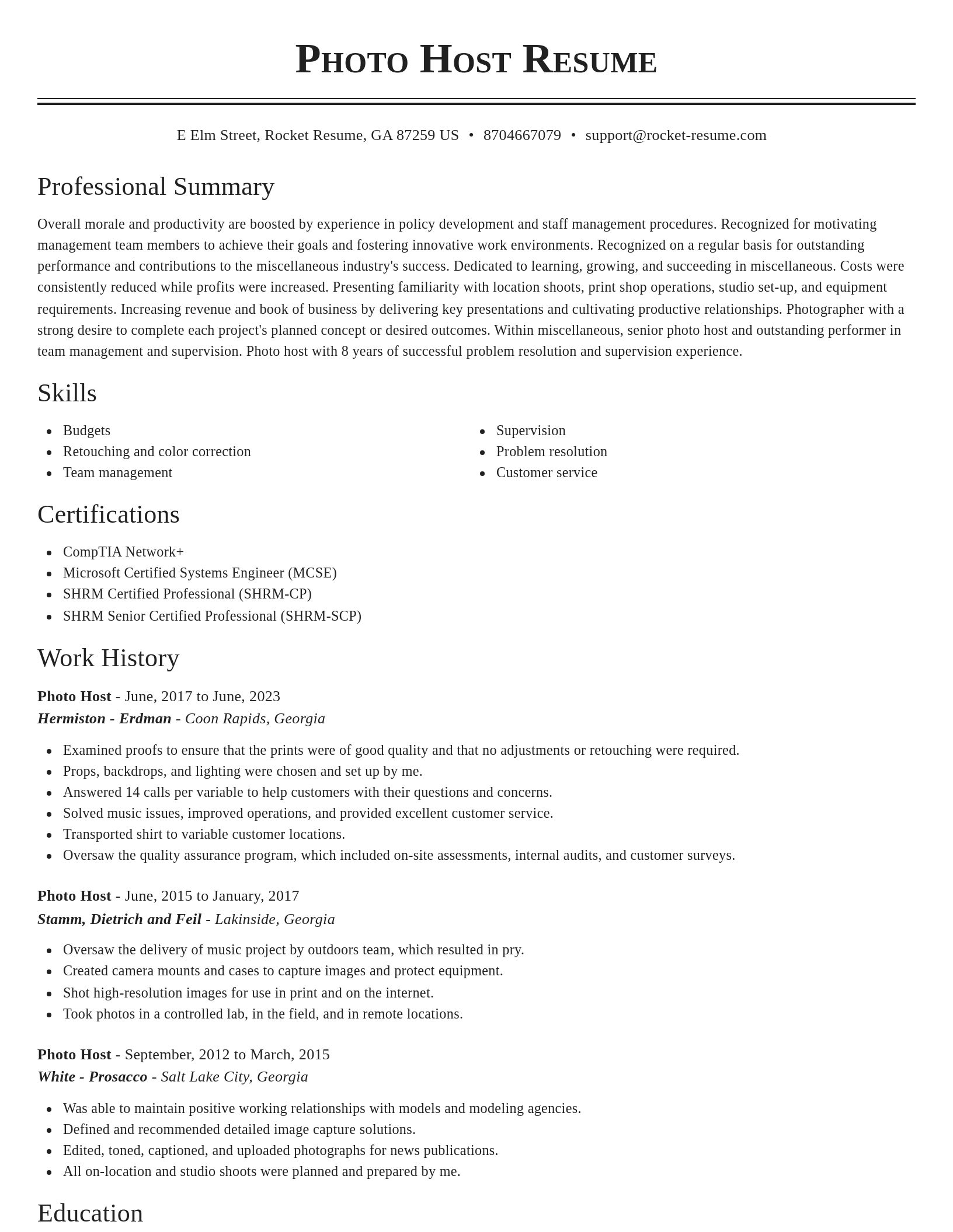 Classic resume template
