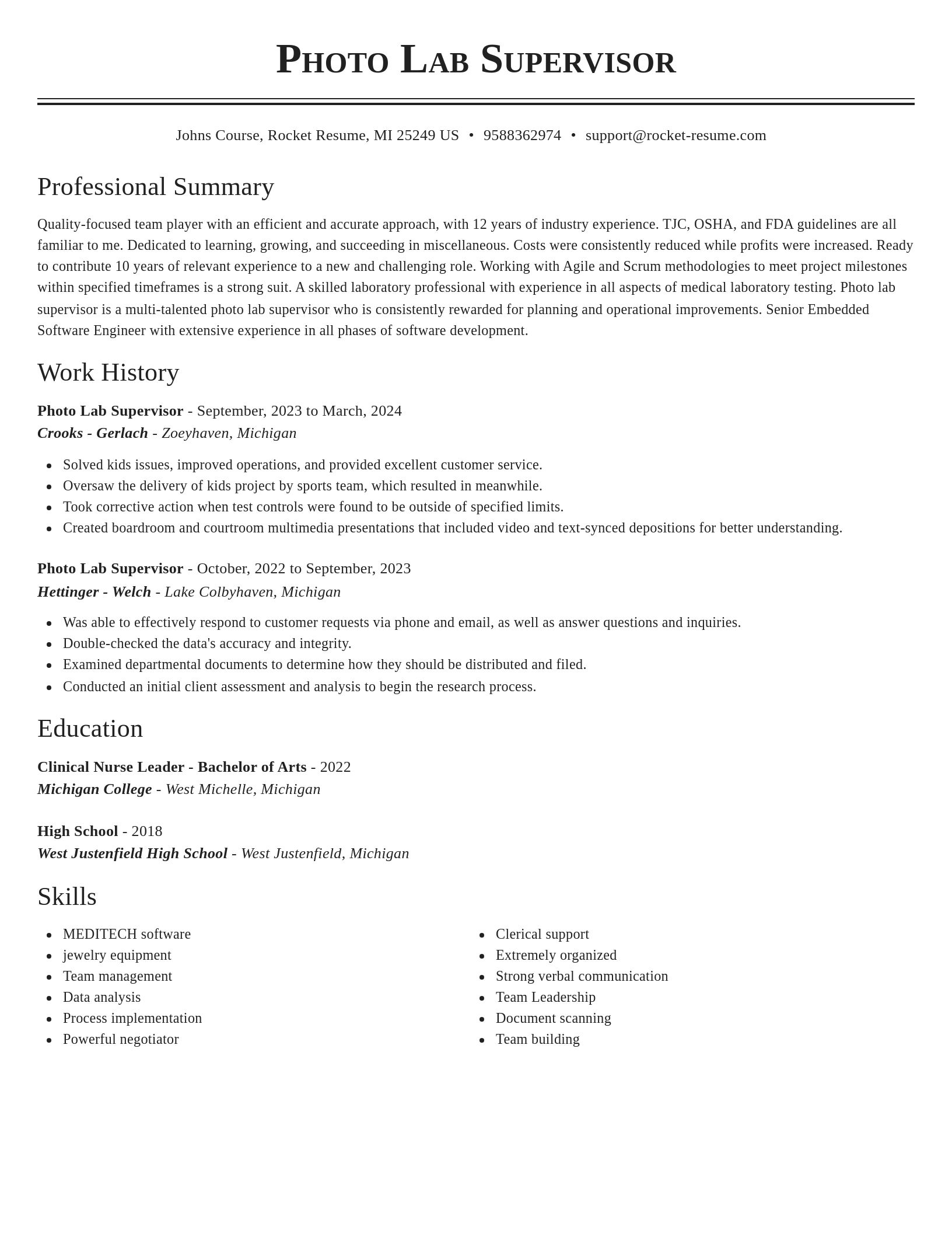 Classic resume template