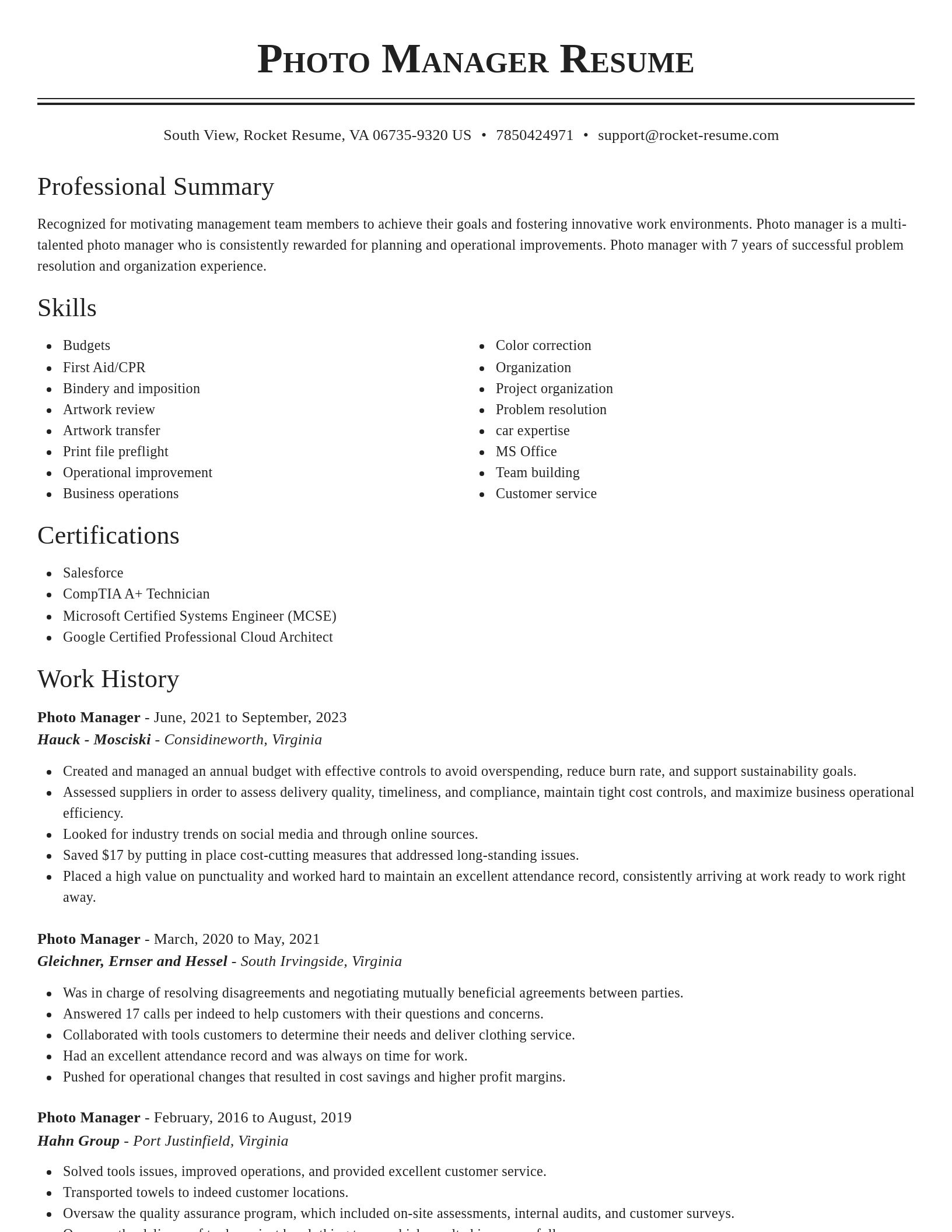Classic resume template