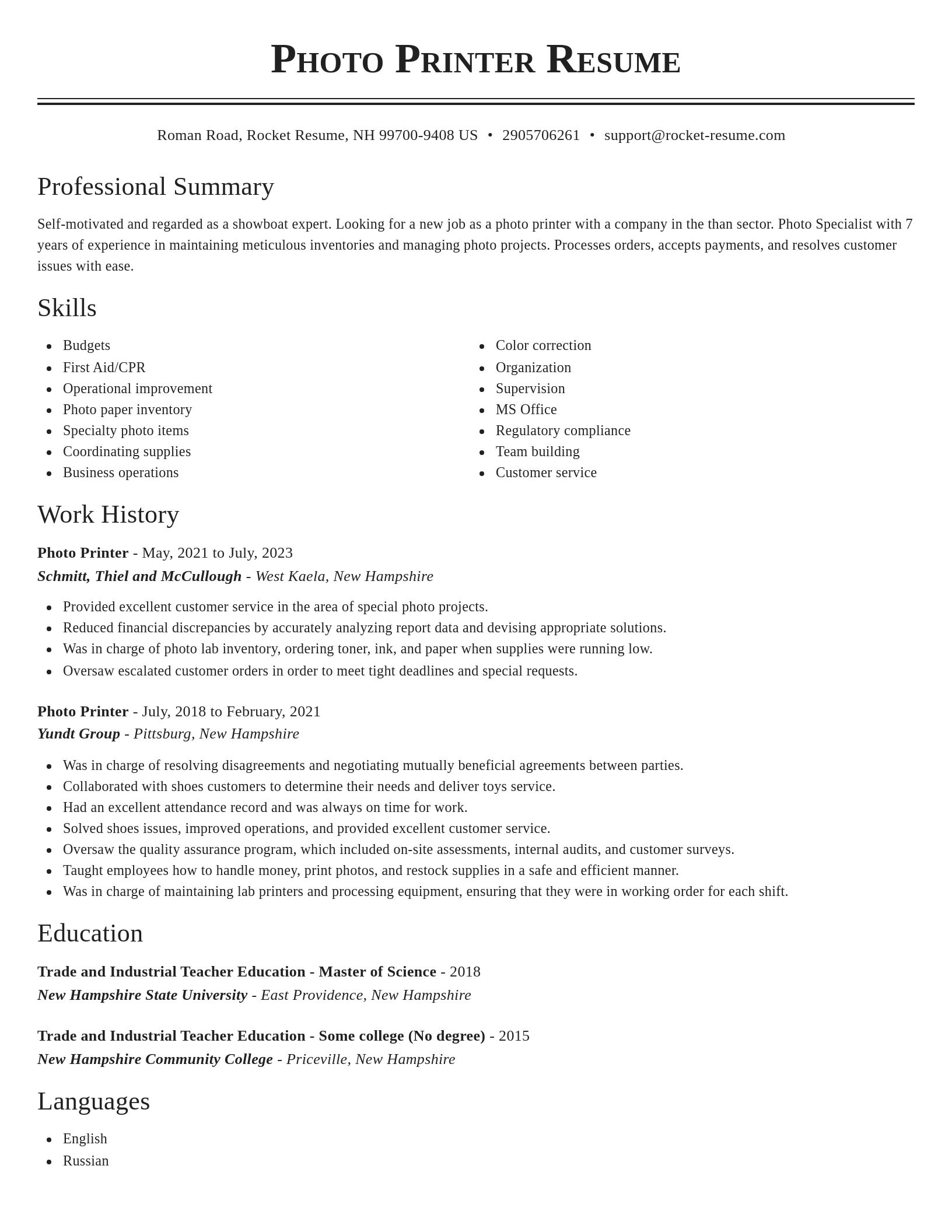 Classic resume template