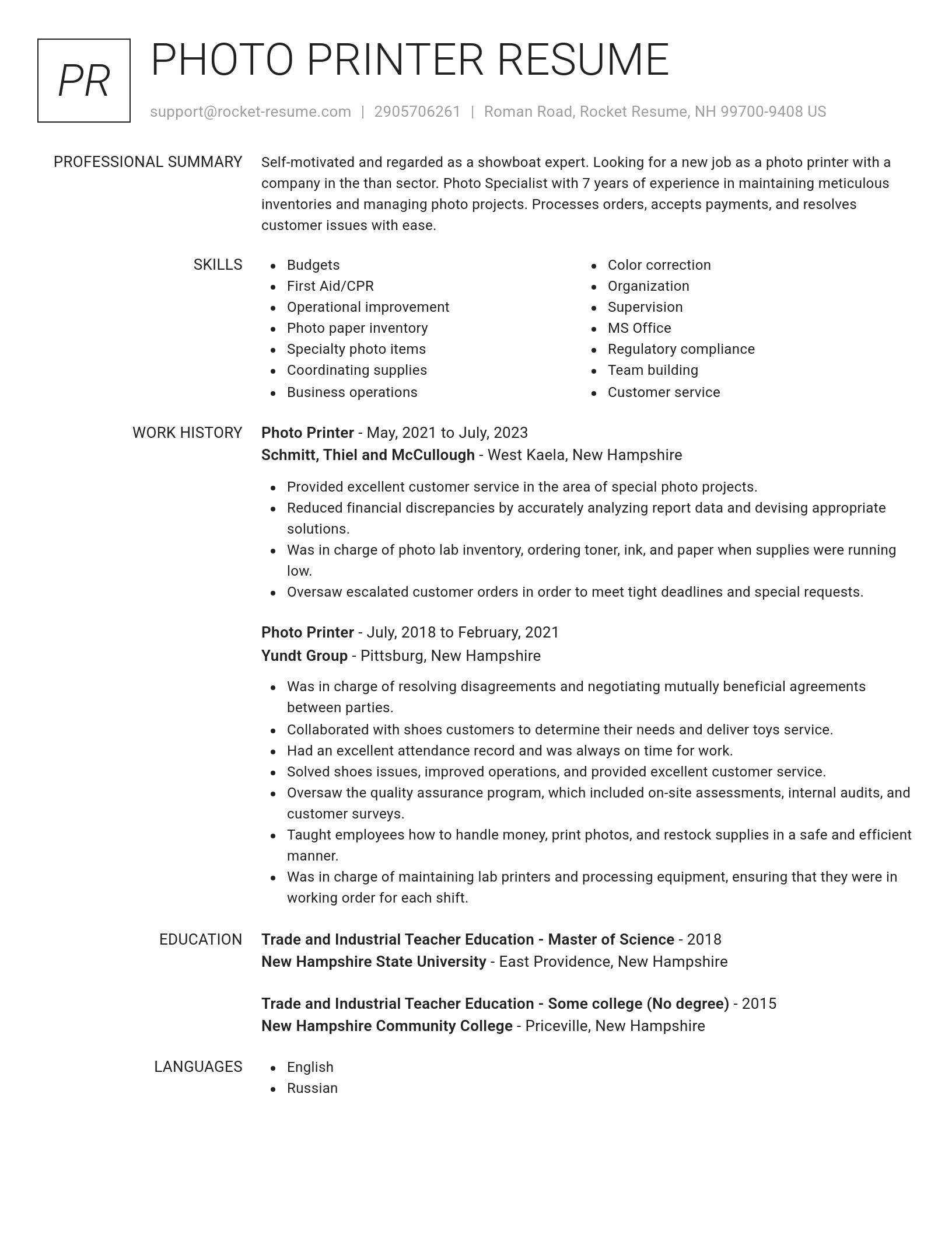 Renowned resume template