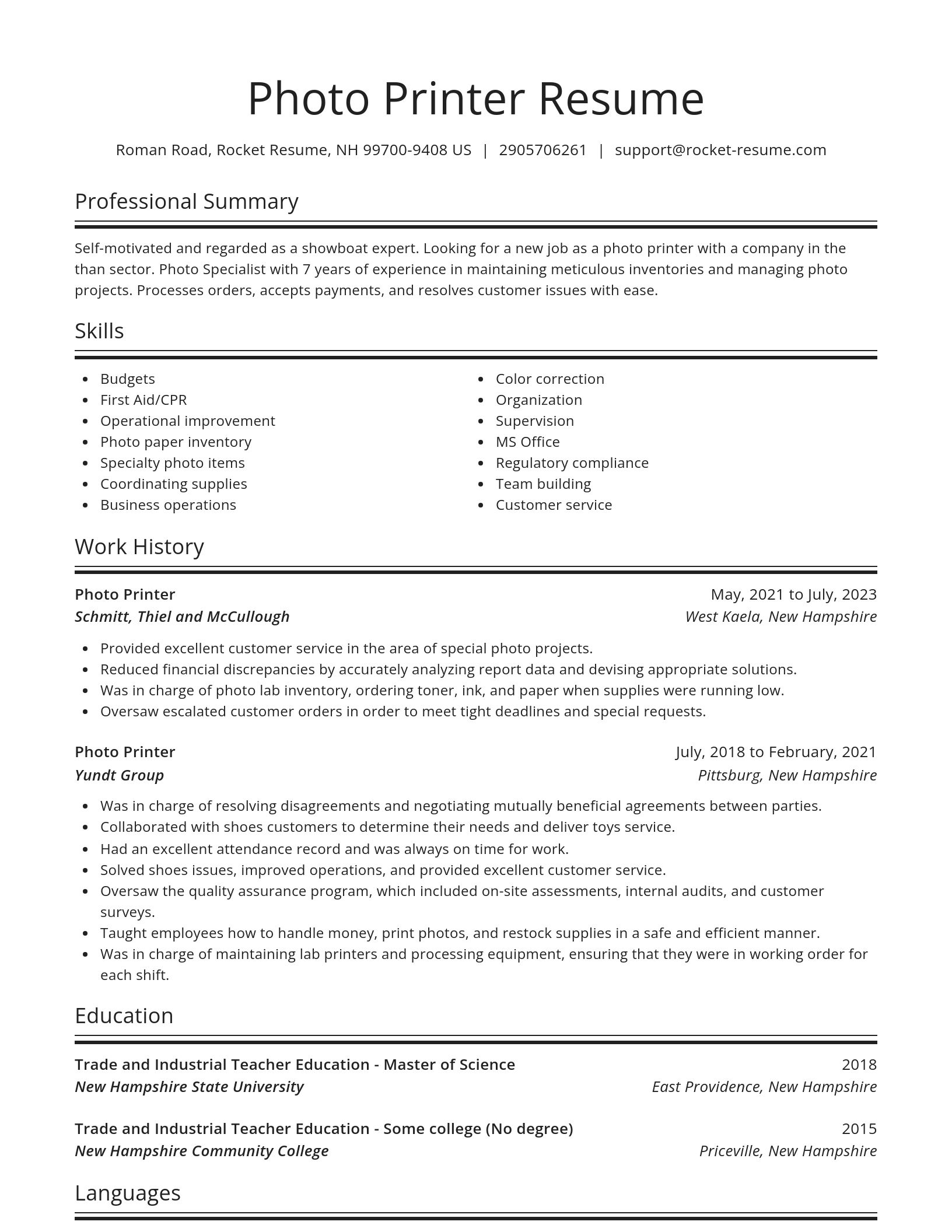 Spotlight resume template