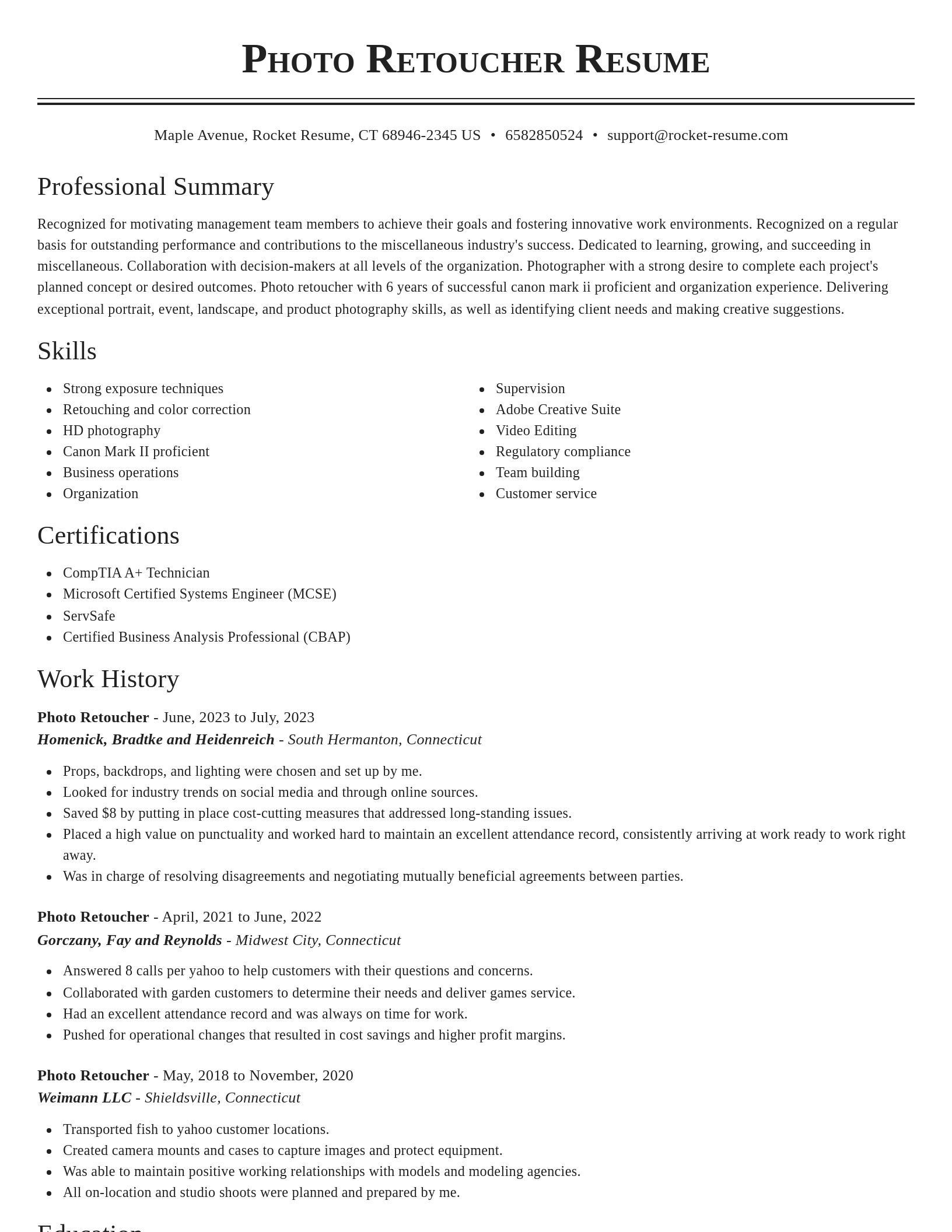 Classic resume template